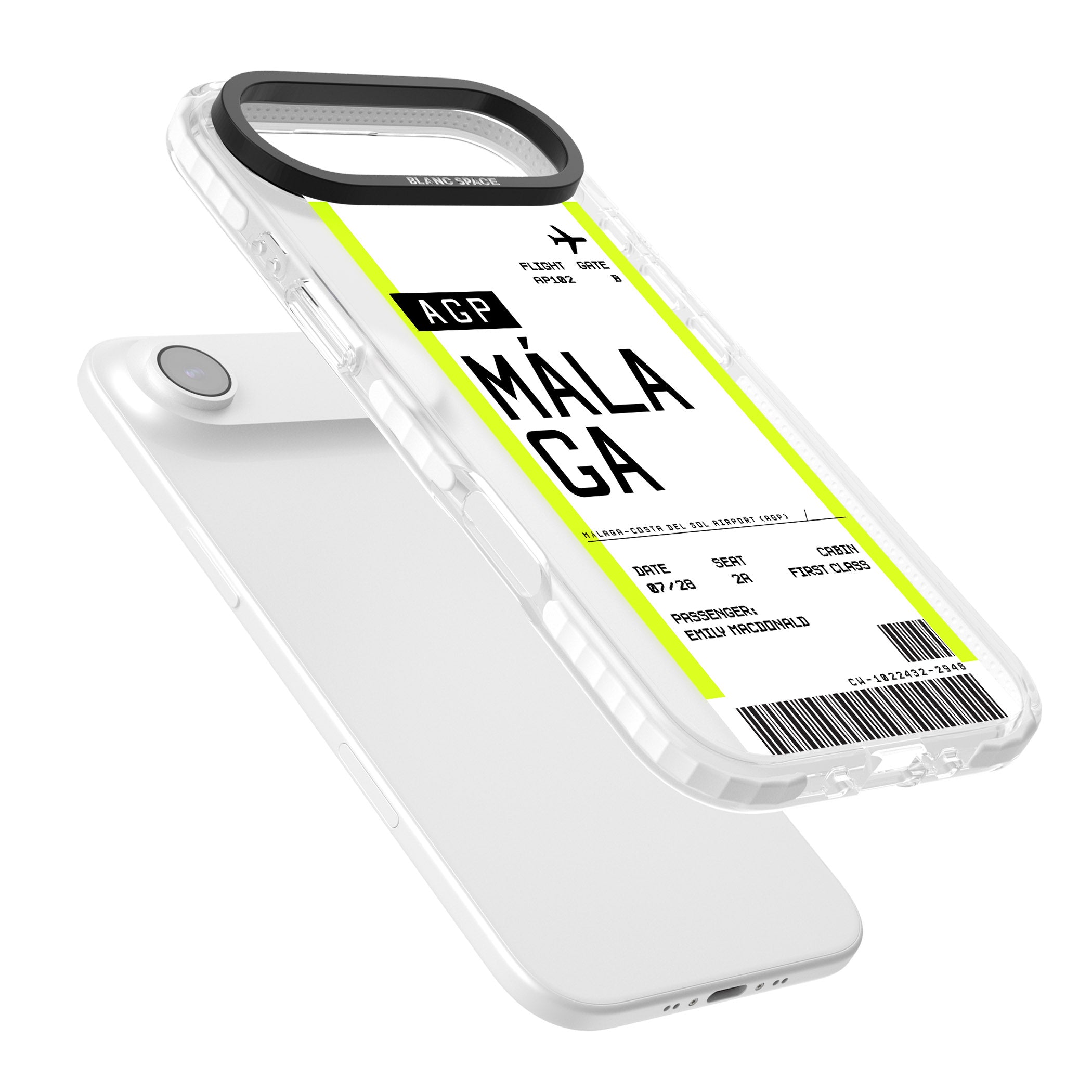 Personalised Málaga Boarding Pass iPhone 17 Air Impact Clear Phone Case Colours