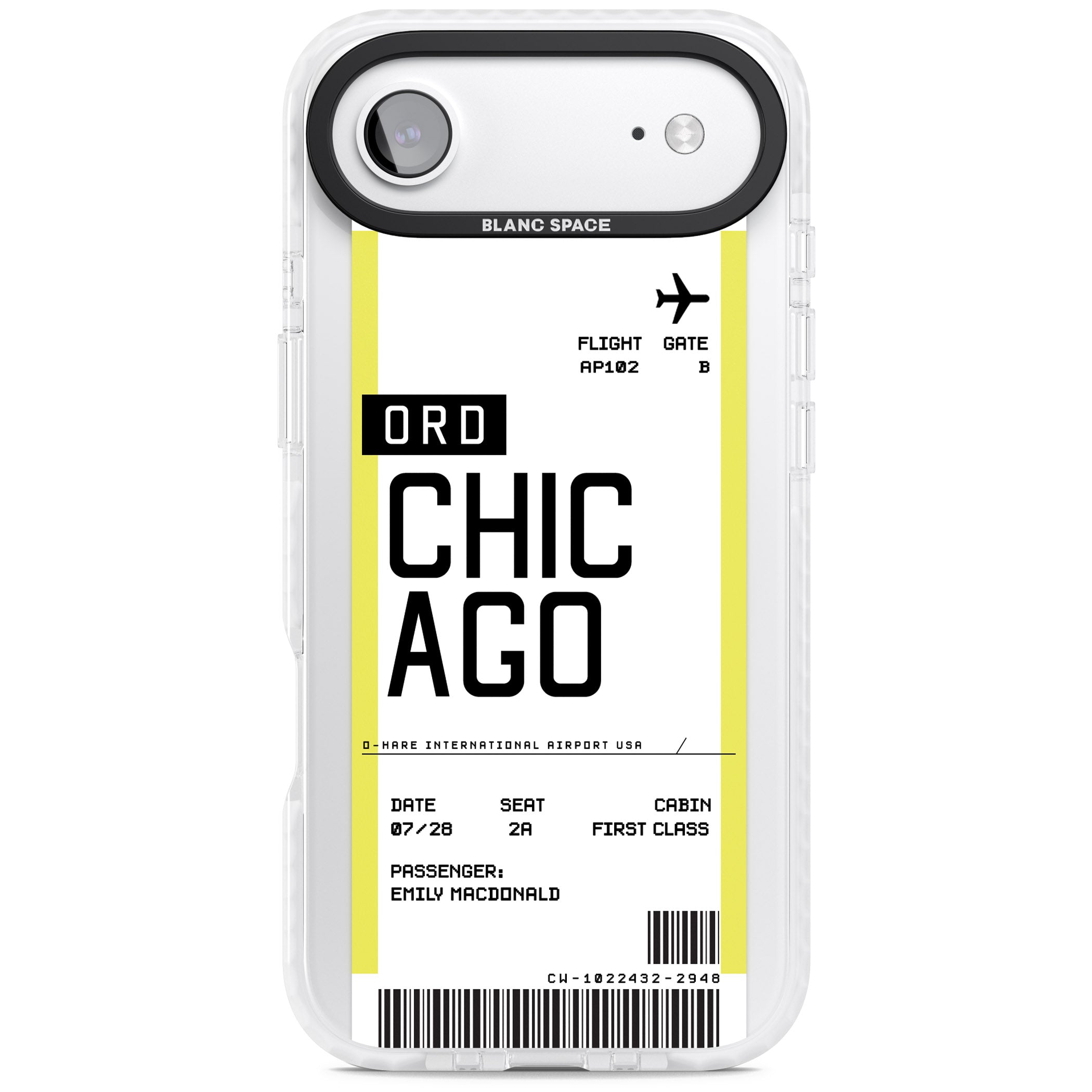 Personalised Chicago Boarding Pass iPhone 17 Air Impact Clear Phone Case
