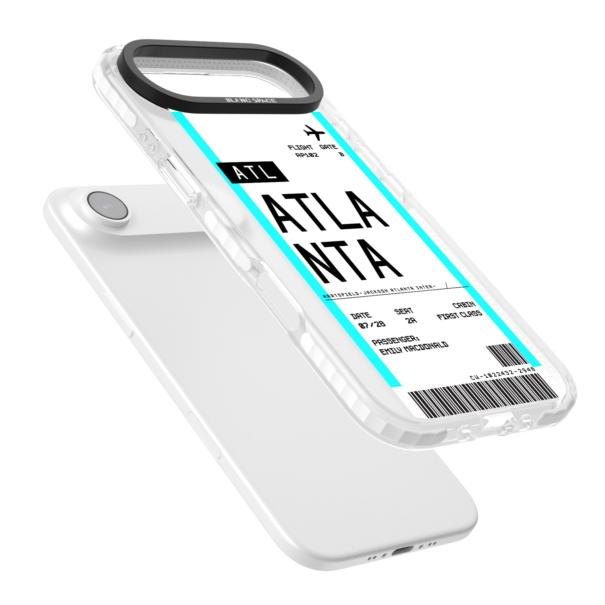 Personalised Atlanta Boarding Pass iPhone 17 Air Impact Clear Phone Case Colours