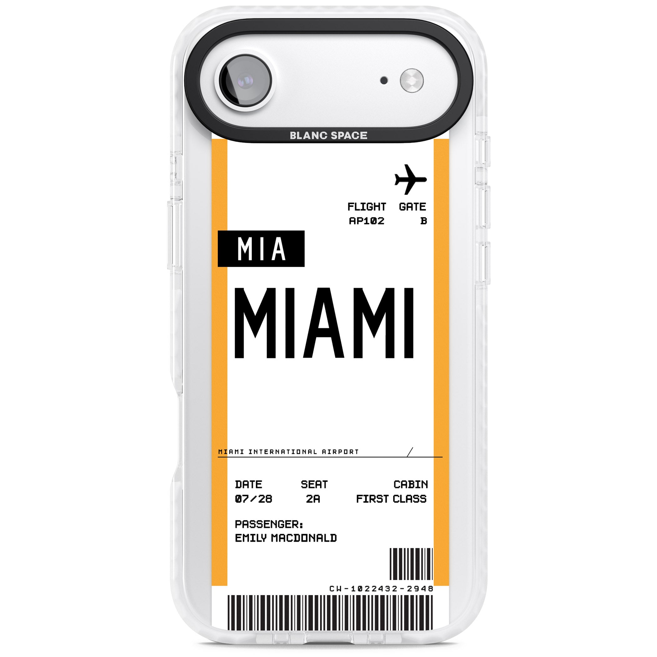 Personalised Miami Boarding Pass iPhone 17 Air Impact Clear Phone Case