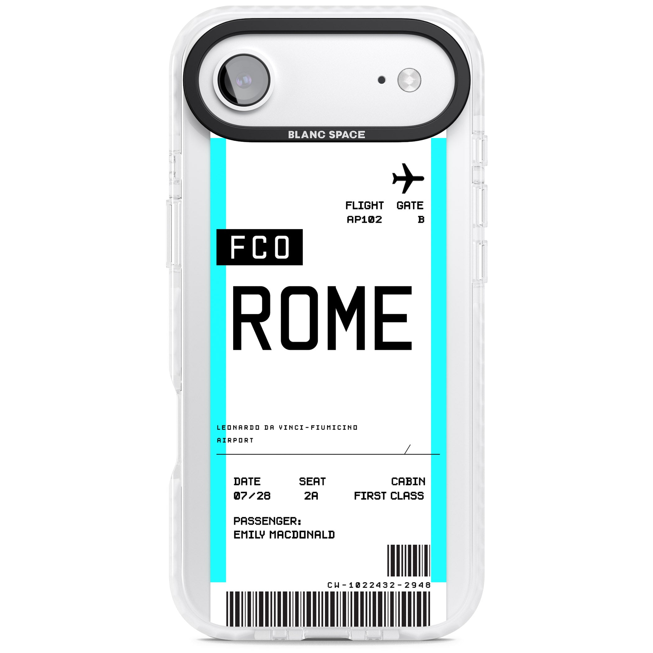 Personalised Rome Boarding Pass iPhone 17 Air Impact Clear Phone Case