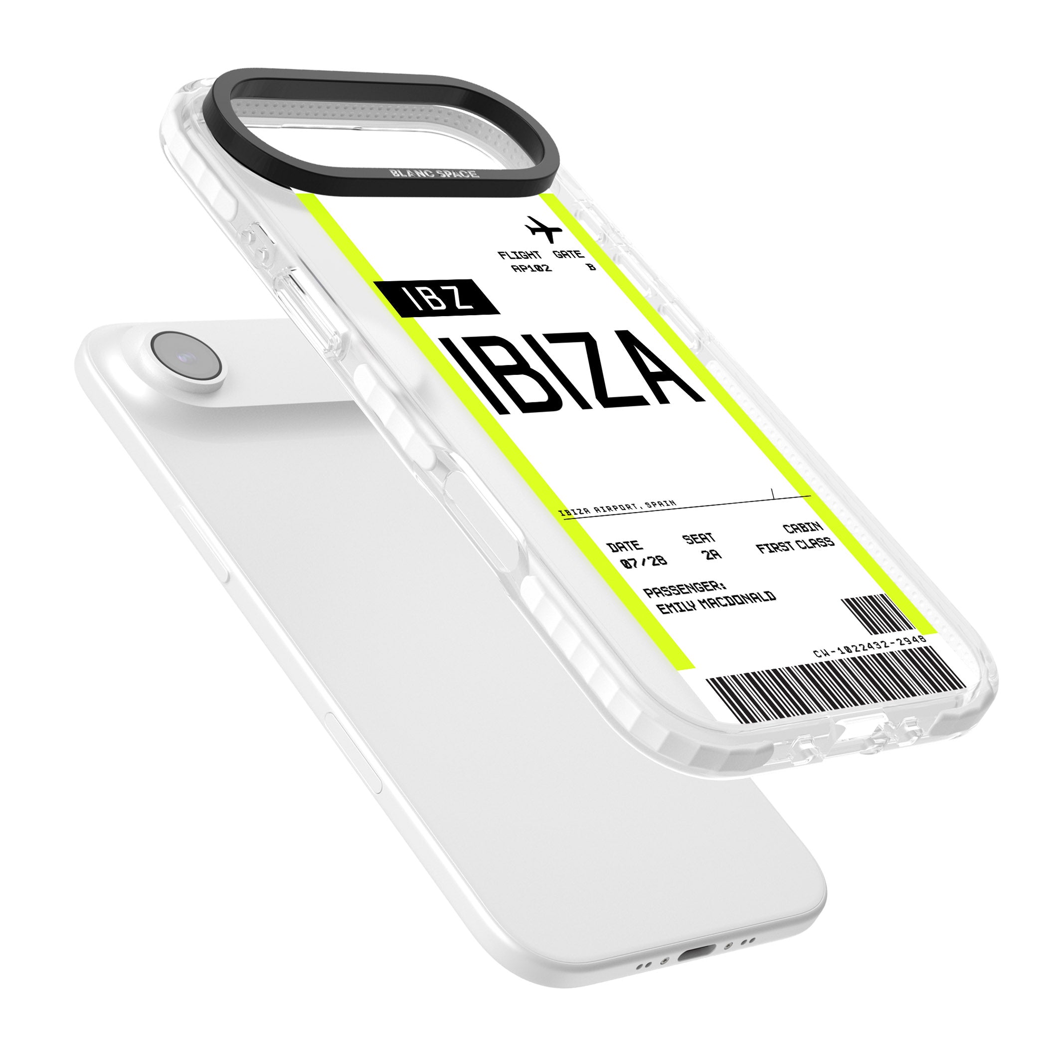 Personalised Ibiza Boarding Pass iPhone 17 Air Impact Clear Phone Case Colours