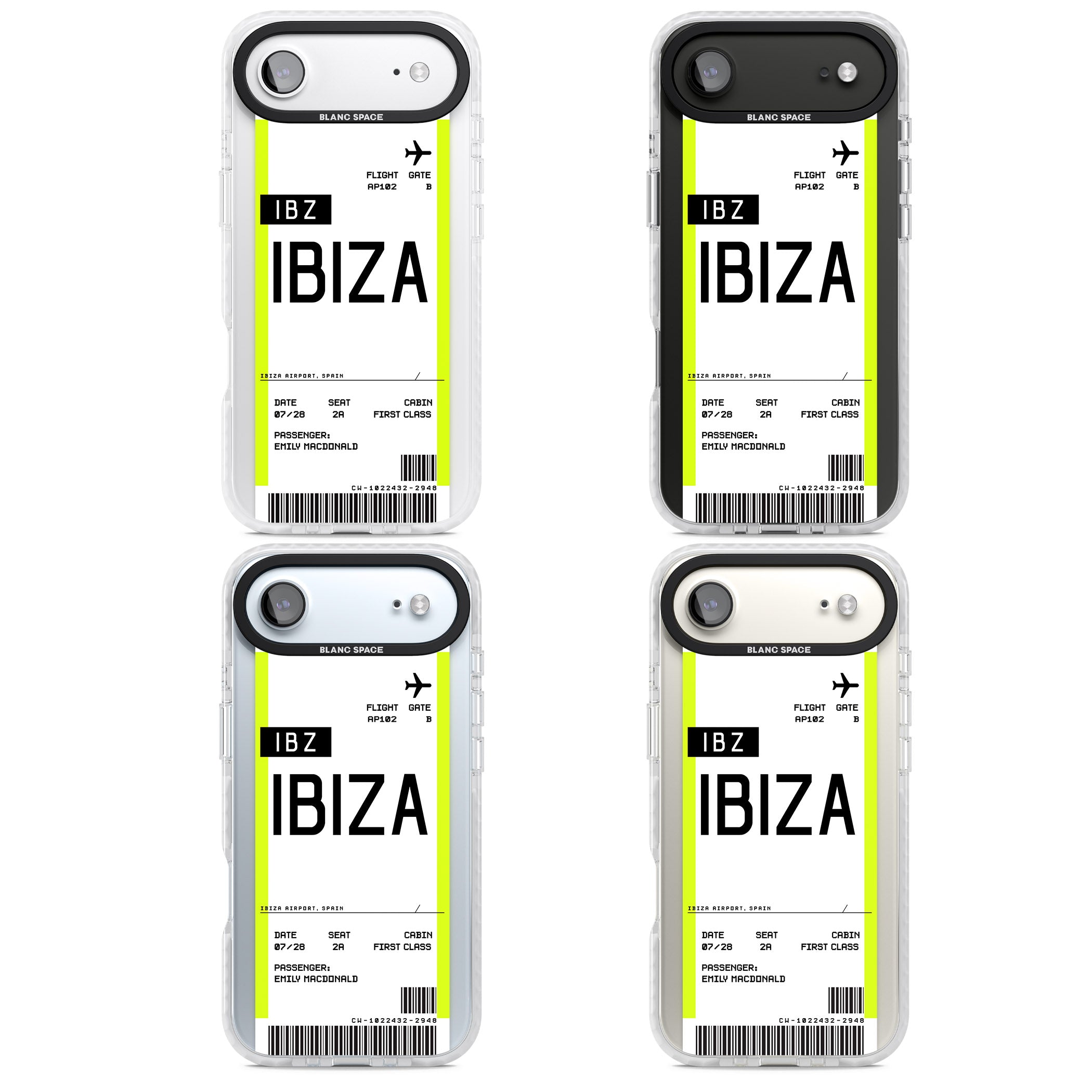 Personalised Ibiza Boarding Pass iPhone 17 Air Impact Clear Phone Case APT Impact Protection