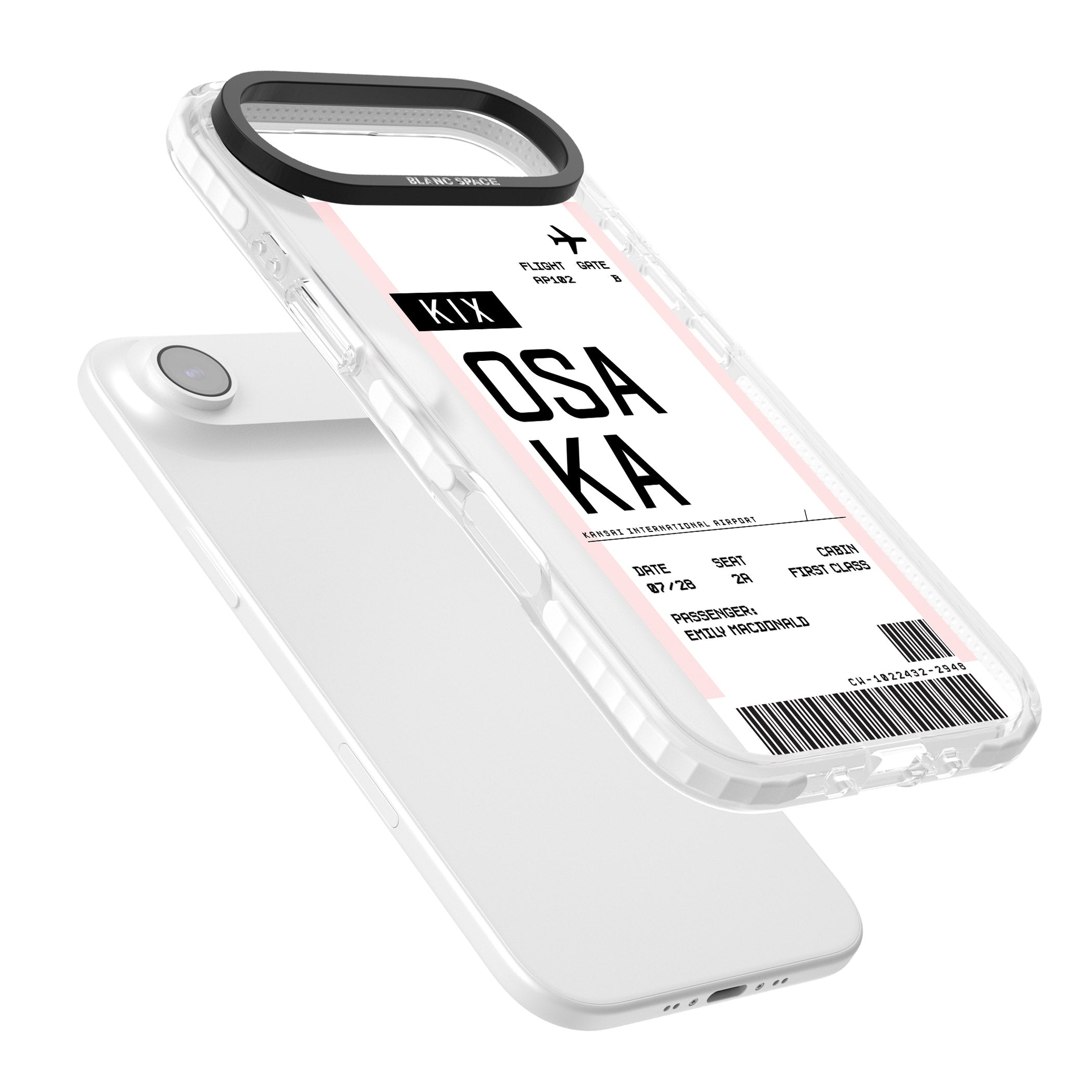 Personalised Osaka Boarding Pass iPhone 17 Air Impact Clear Phone Case Colours