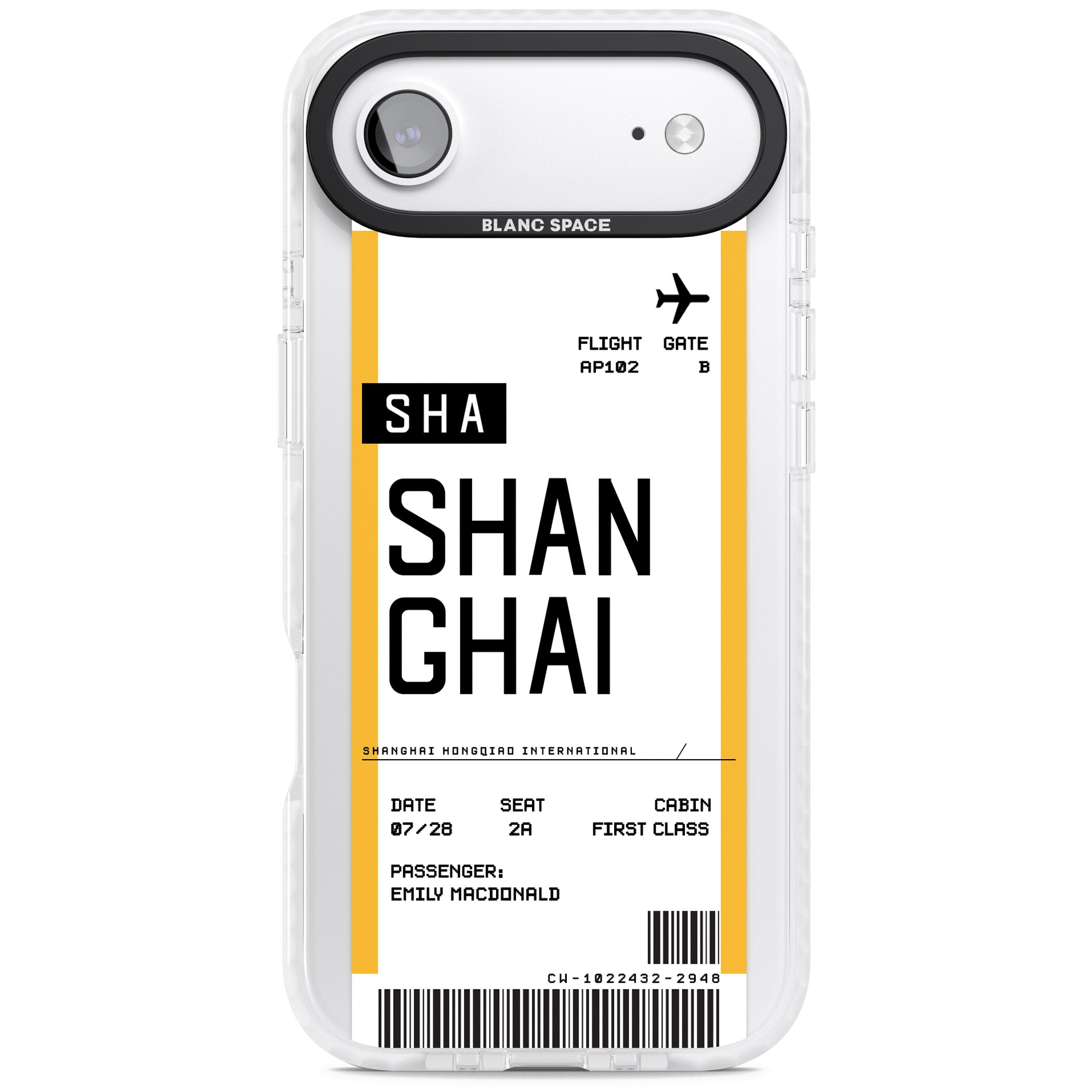 Personalised Shanghai Boarding Pass iPhone 17 Air Impact Clear Phone Case