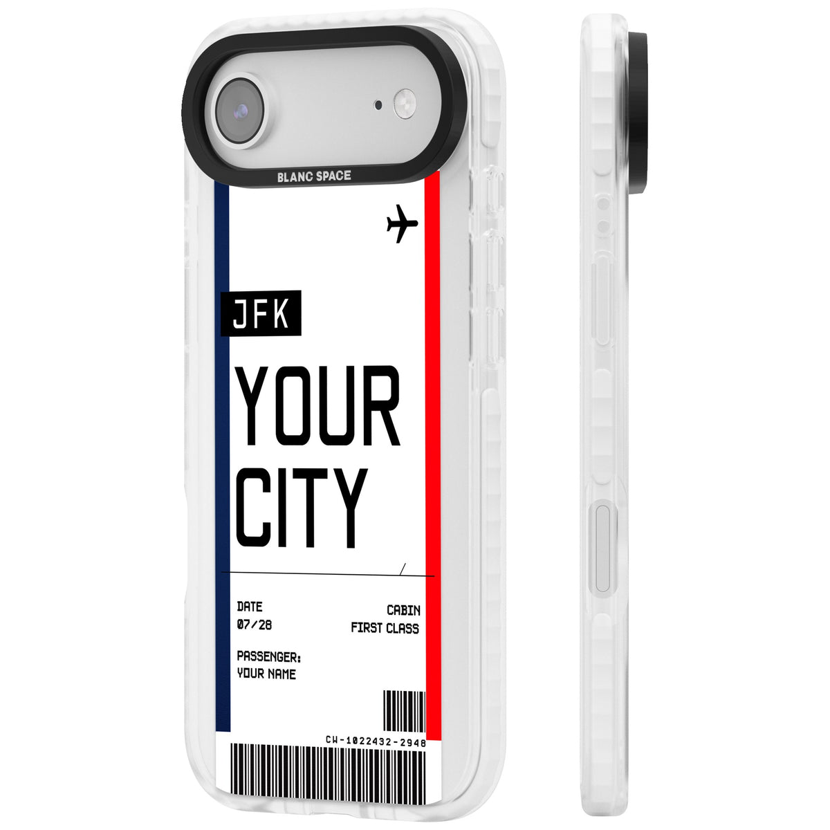 Personalised Create Your Own Boarding Pass Ticket iPhone Air Impact Clear Phone Case side