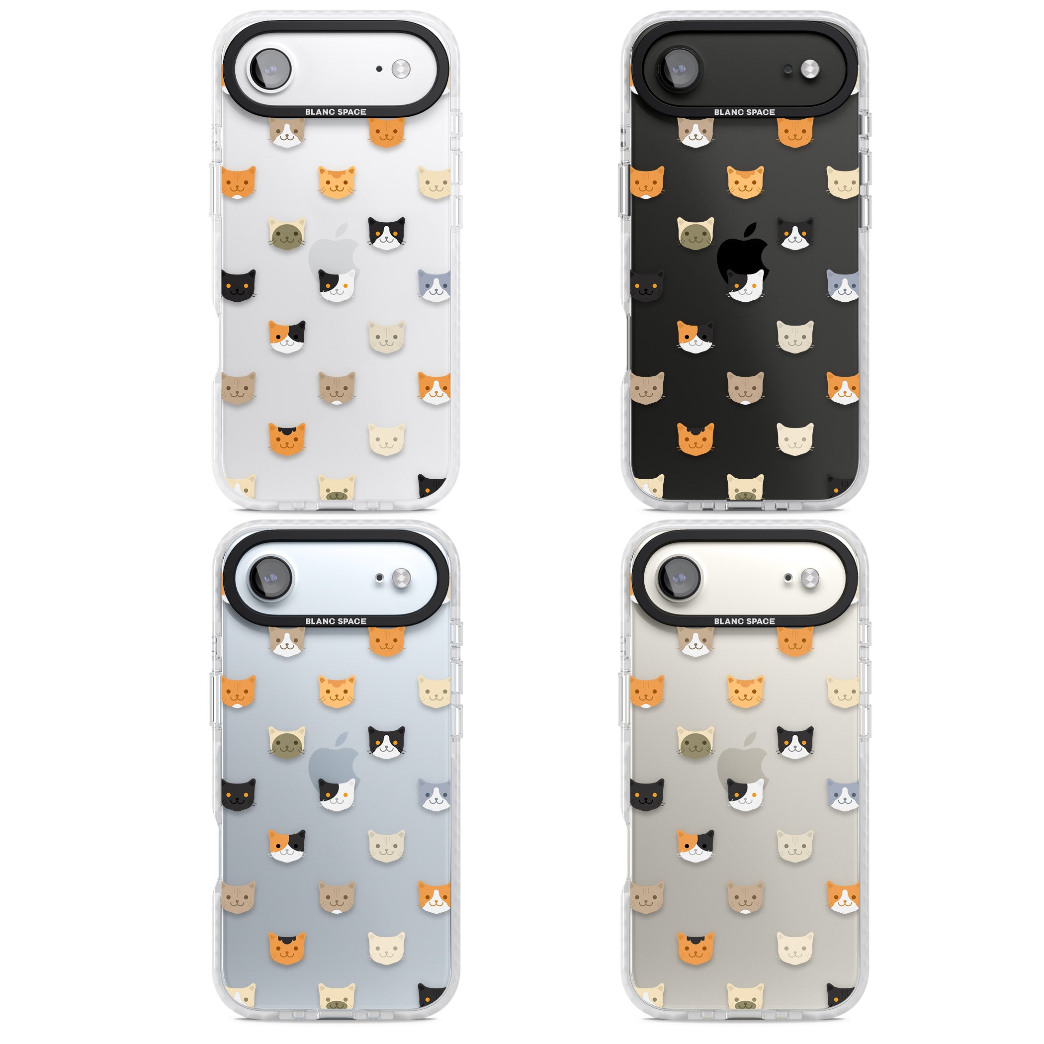 Cute Cat Face Transparent iPhone 17 Air Impact Clear Phone Case APT Impact Protection