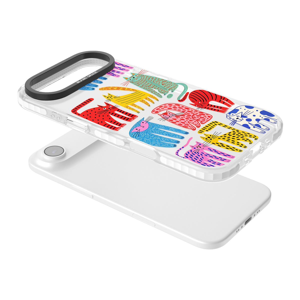 Abstract Cats iPhone Air Impact Clear Phone Case angled