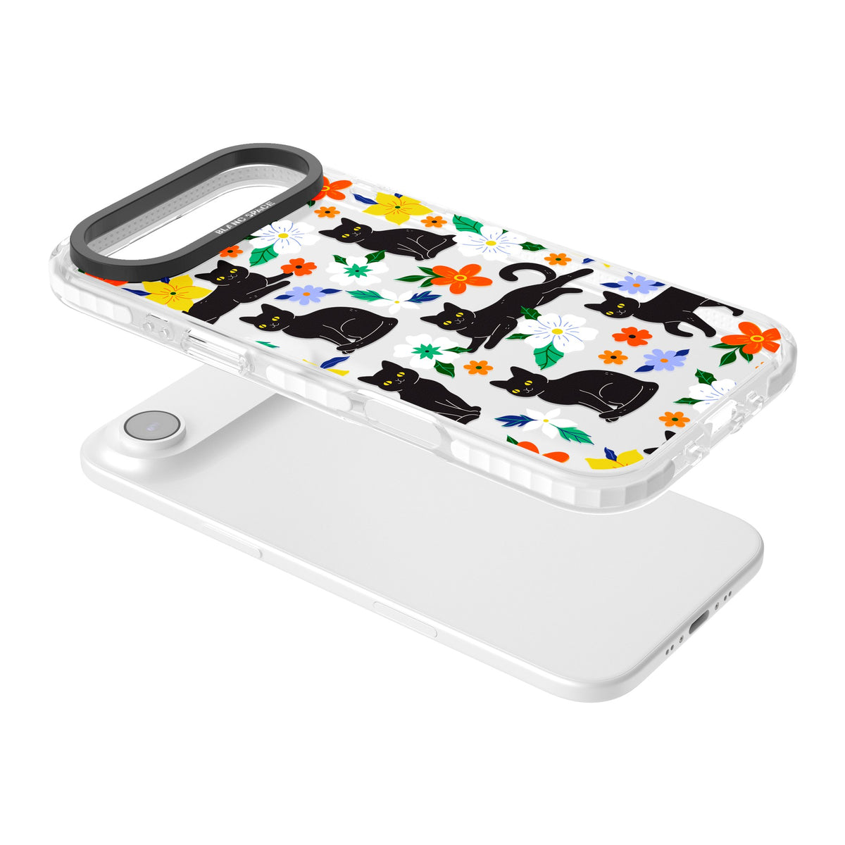 Cat Flowers iPhone Air Impact Clear Phone Case angled