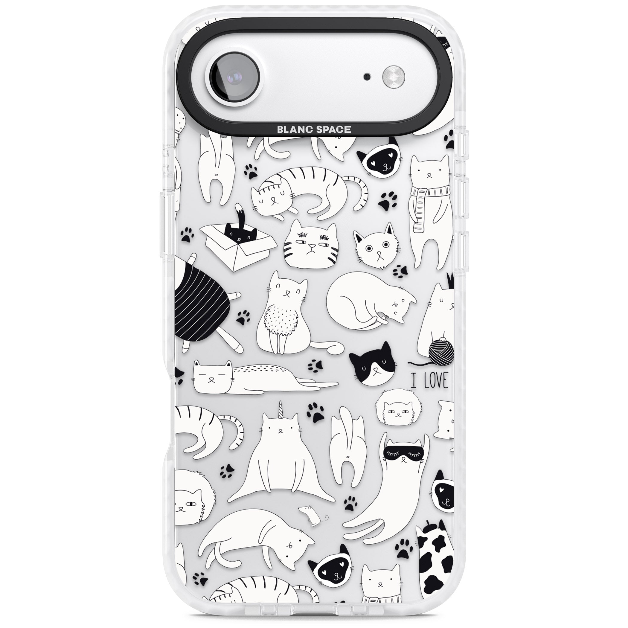 Cartoon Cat Collage Black & White iPhone 17 Air Impact Clear Phone Case