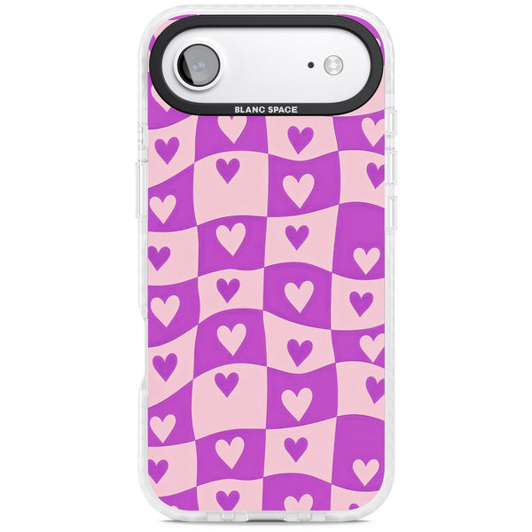 Purple Wavy Checked Hearts