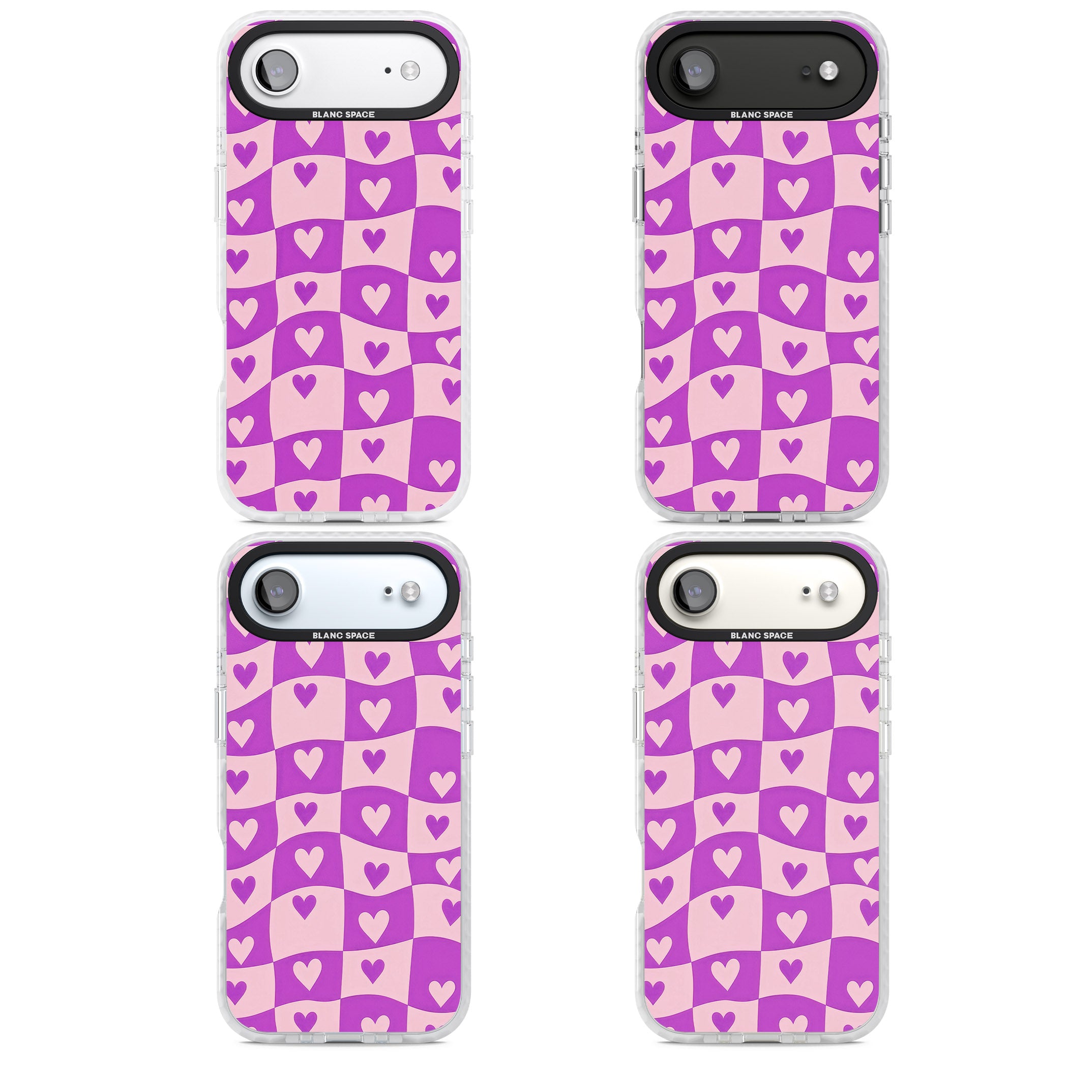 Purple Wavy Checked Hearts iPhone 17 Air Impact Clear Phone Case APT Impact Protection