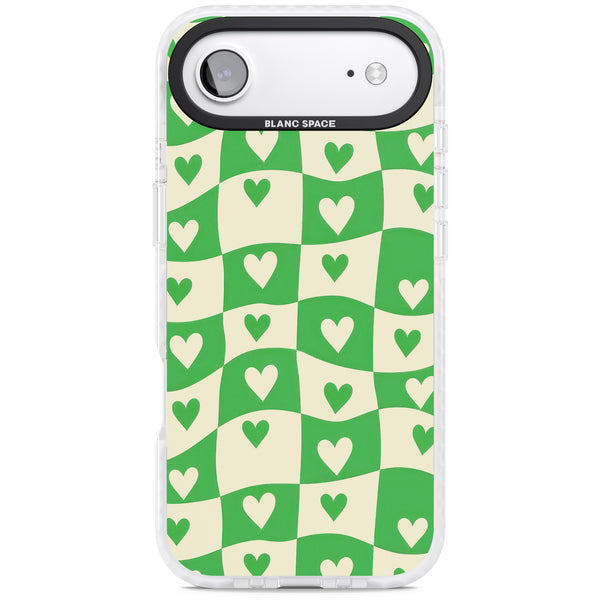 Green Wavy Checked Hearts