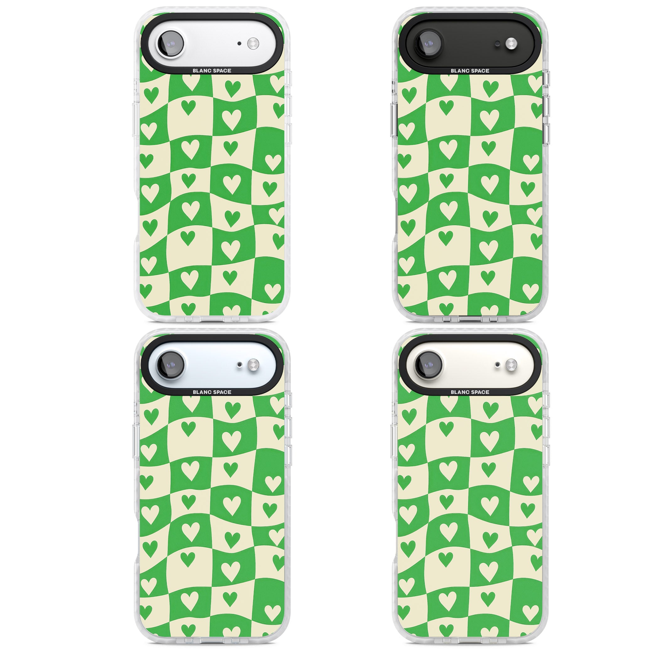 Green Wavy Checked Hearts iPhone 17 Air Impact Clear Phone Case APT Impact Protection