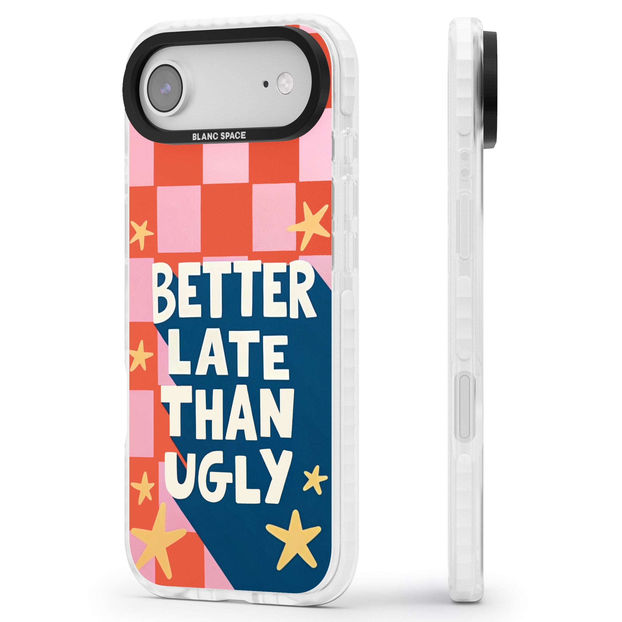 Better Late Than Ugly iPhone 17 Air Impact Clear Phone Case Side Profile