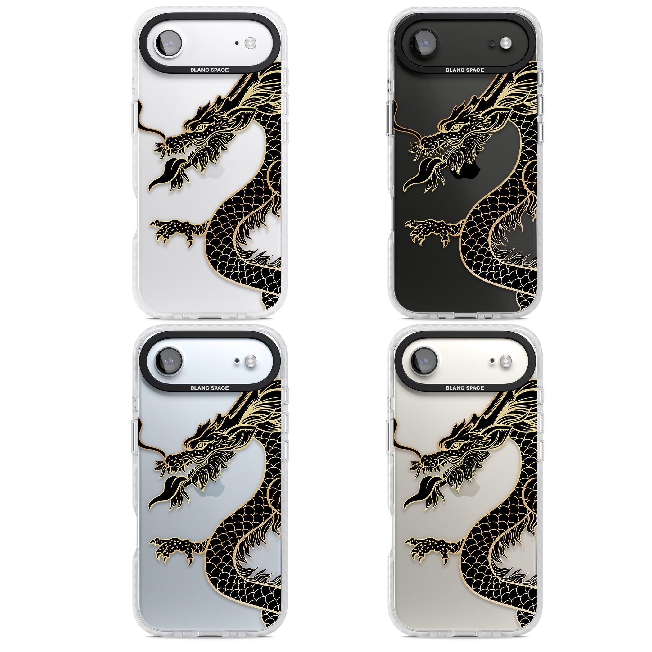 Large Black Dragon iPhone 17 Air Impact Clear Phone Case APT Impact Protection