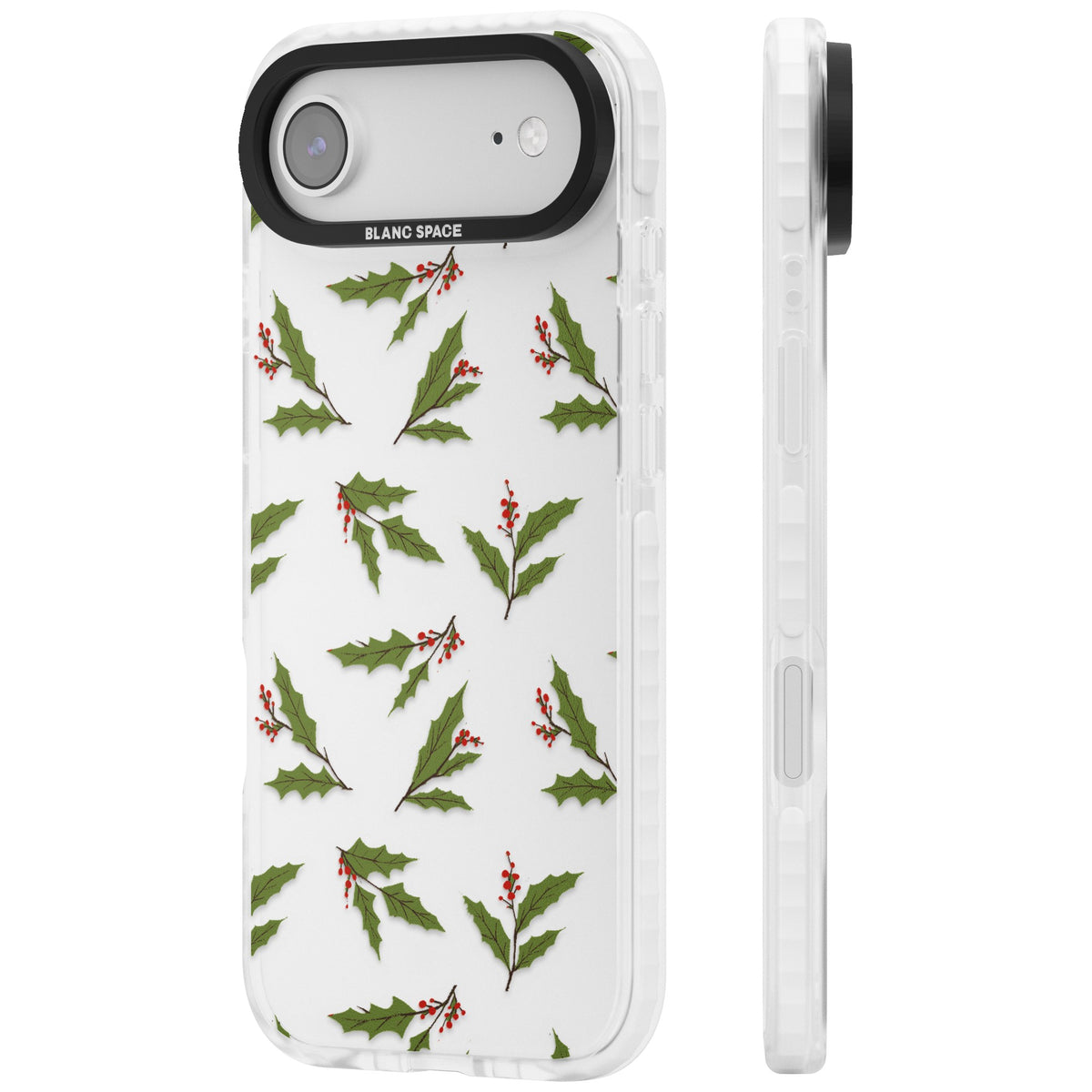 Christmas Holly Pattern iPhone Air Impact Clear Phone Case side