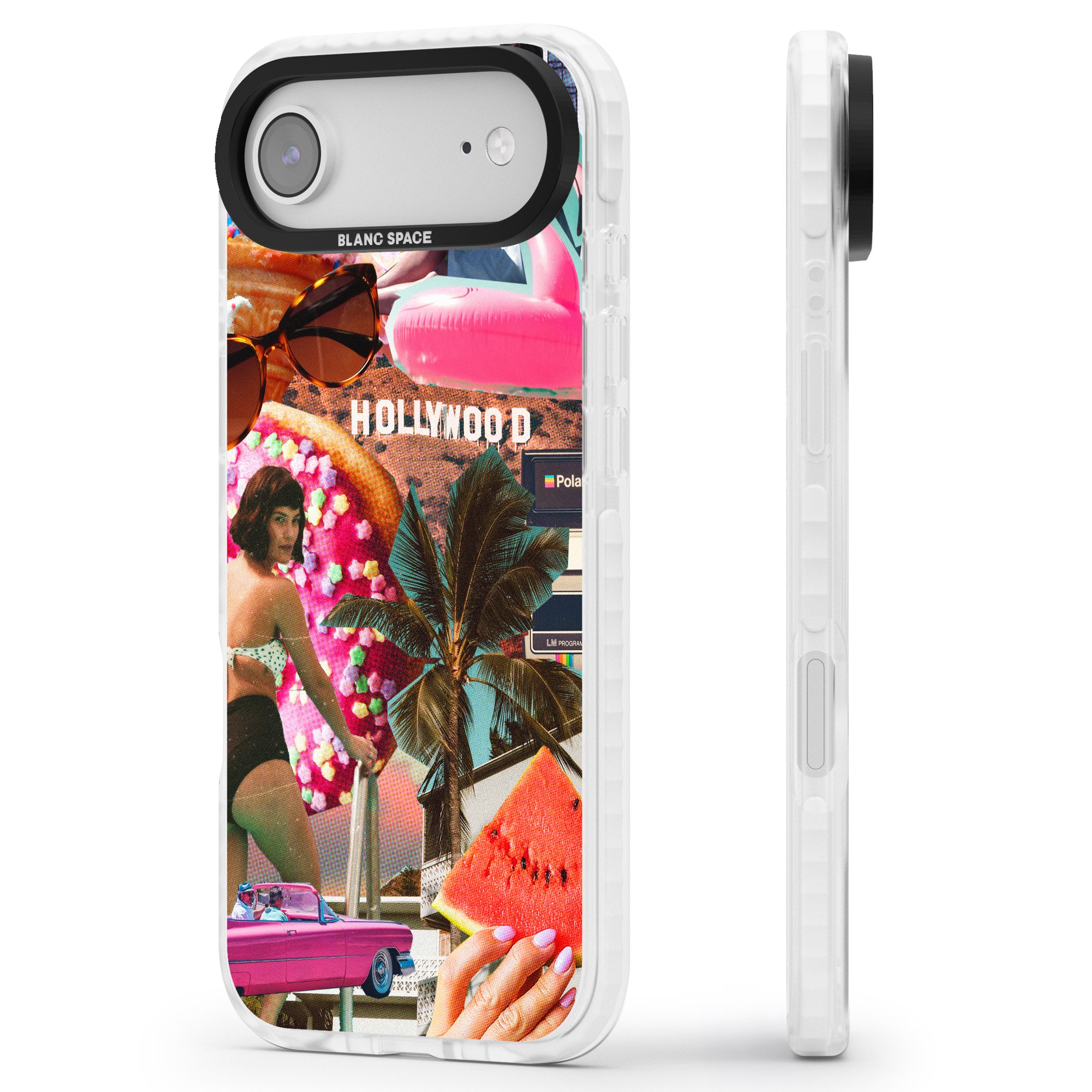 Hollywood Retro Collage iPhone 17 Air Impact Clear Phone Case Side Profile