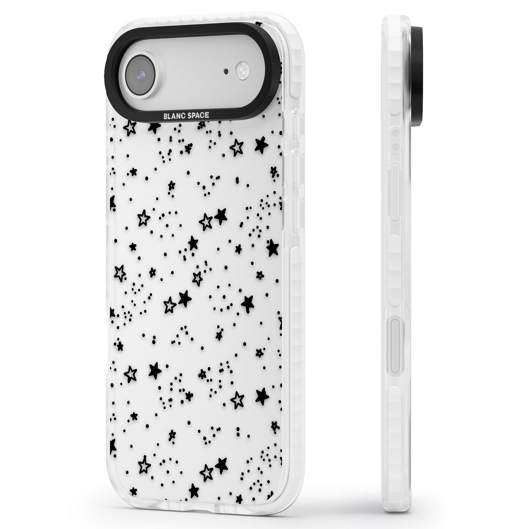 Black Star Speckle iPhone 17 Air Impact Clear Phone Case Side Profile