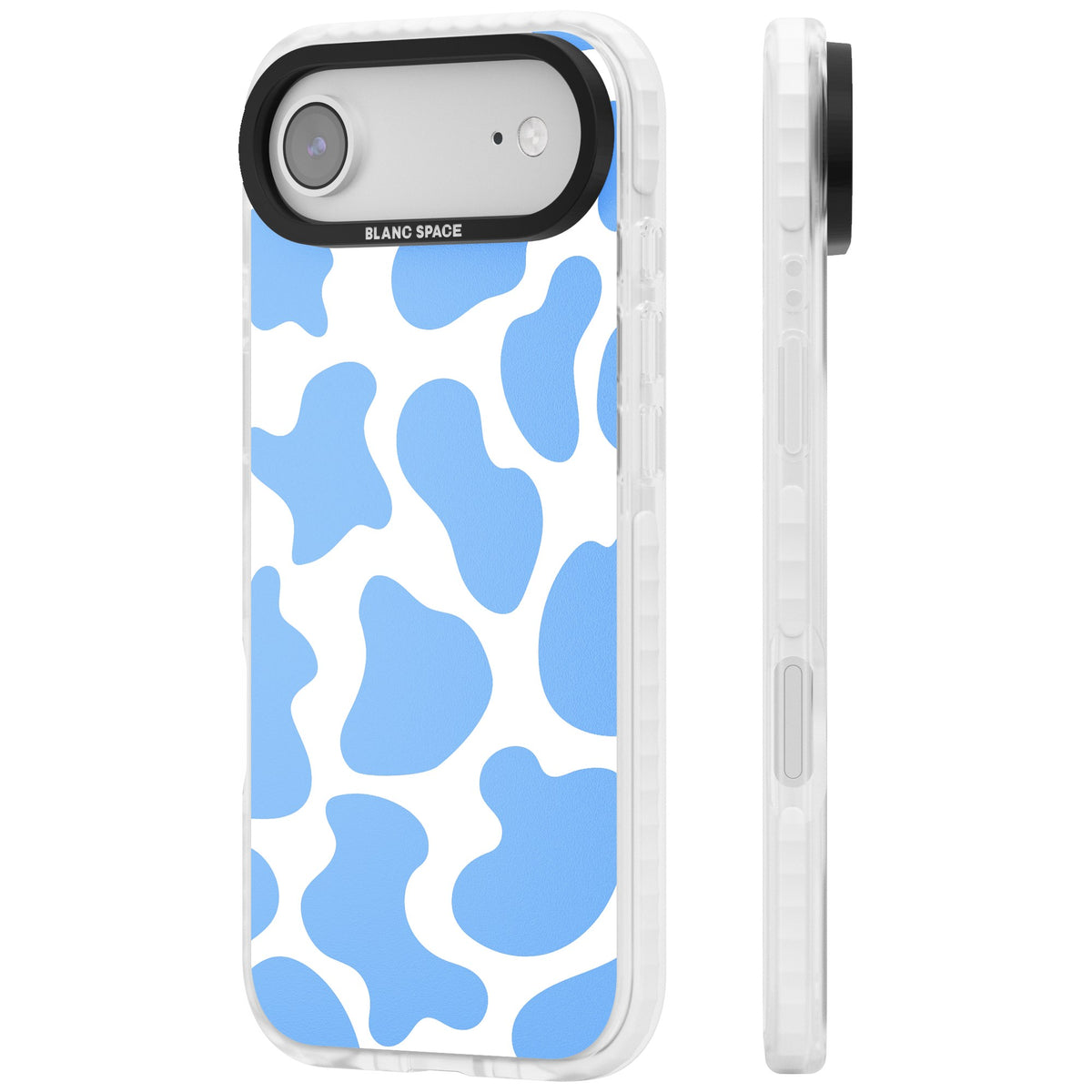 Blue And White Cow Print iPhone Air Impact Clear Phone Case side