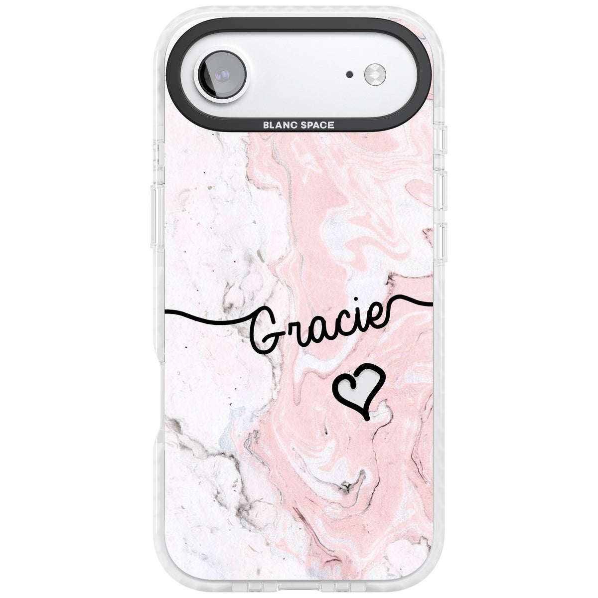 Personalised Pink Marble iPhone Air Impact Clear Phone Case front