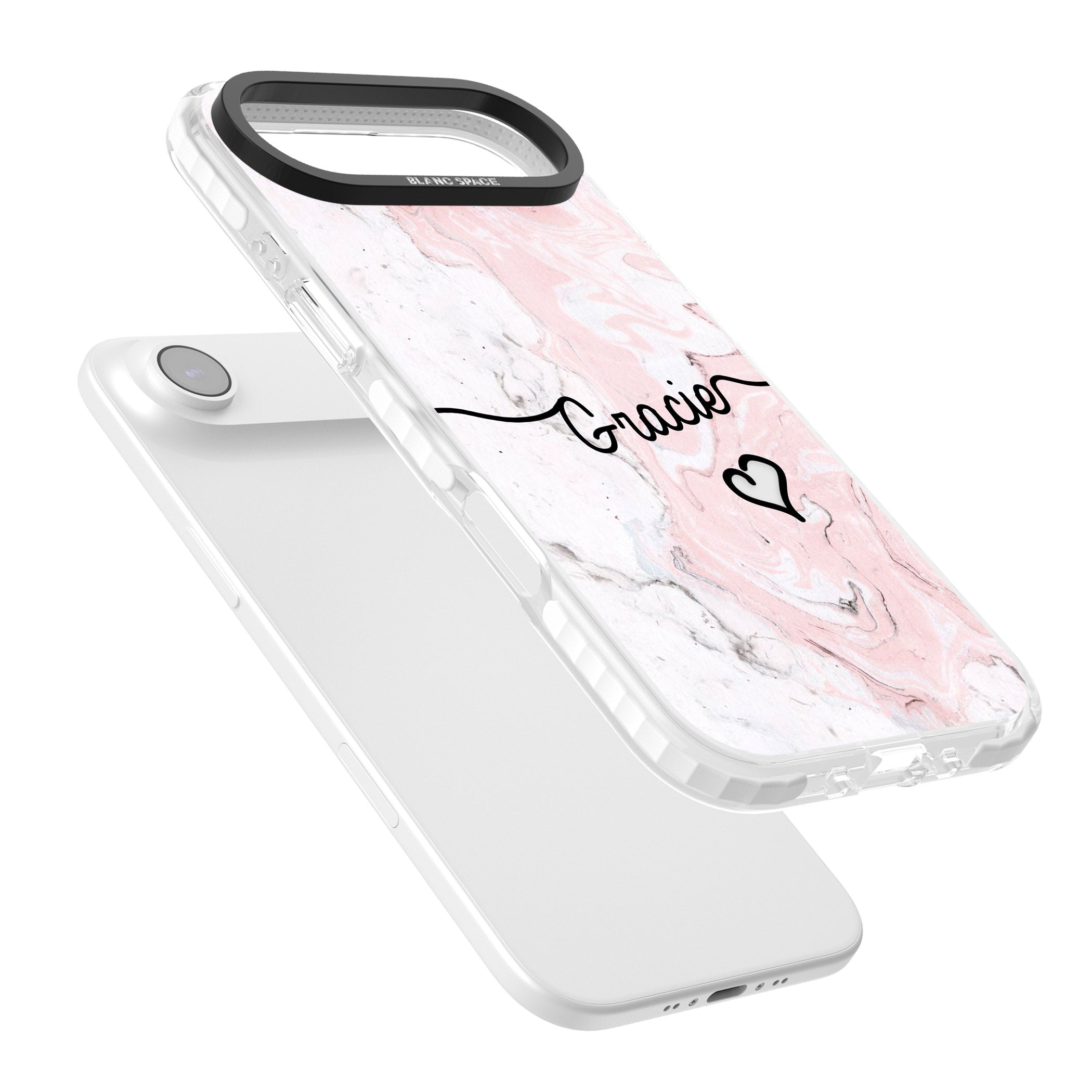 Personalised Pink Marble iPhone 17 Air Impact Clear Phone Case Colours