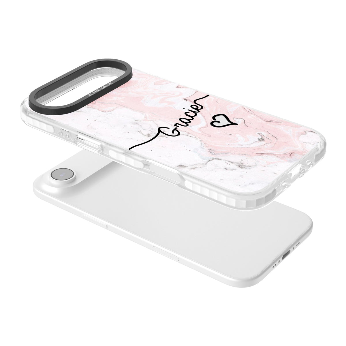 Personalised Pink Marble iPhone Air Impact Clear Phone Case angled