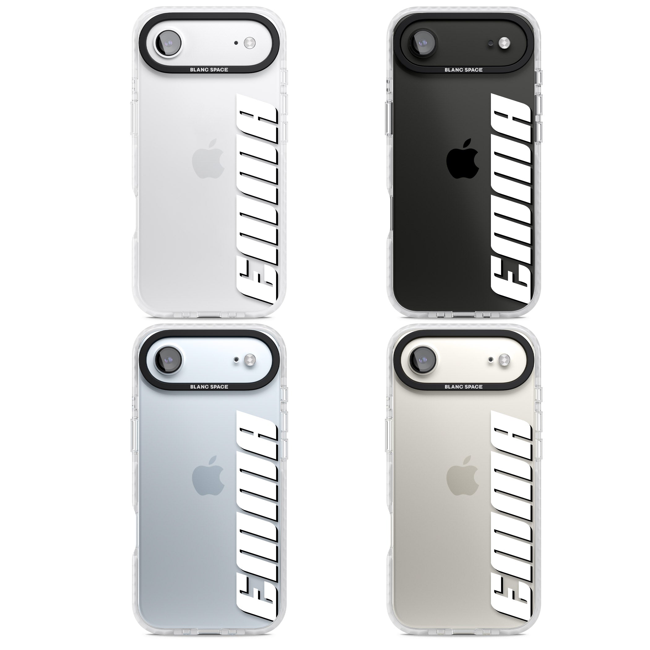 Personalised Vertical Bold Name iPhone 17 Air Impact Clear Phone Case APT Impact Protection