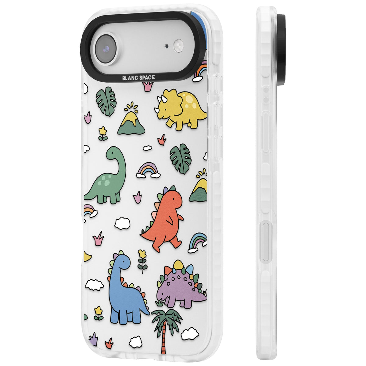 Cute Dino Pattern iPhone Air Impact Clear Phone Case side
