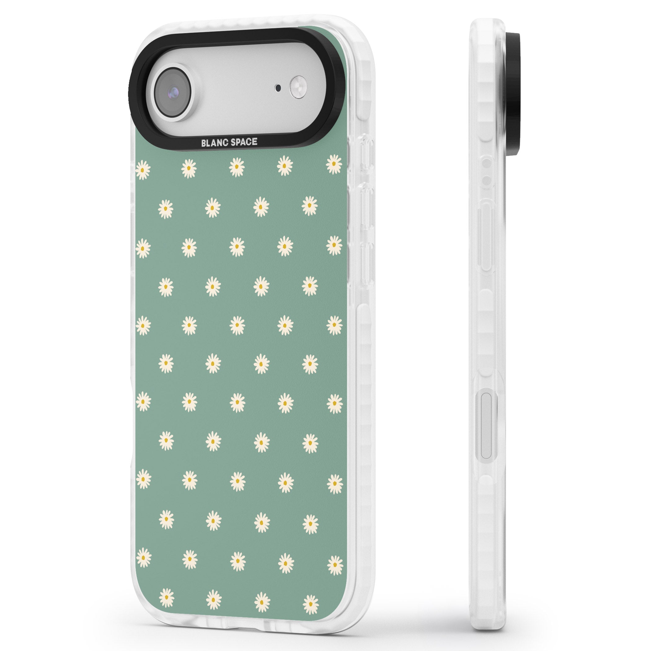 Sage Daisy Floral iPhone 17 Air Impact Clear Phone Case Side Profile