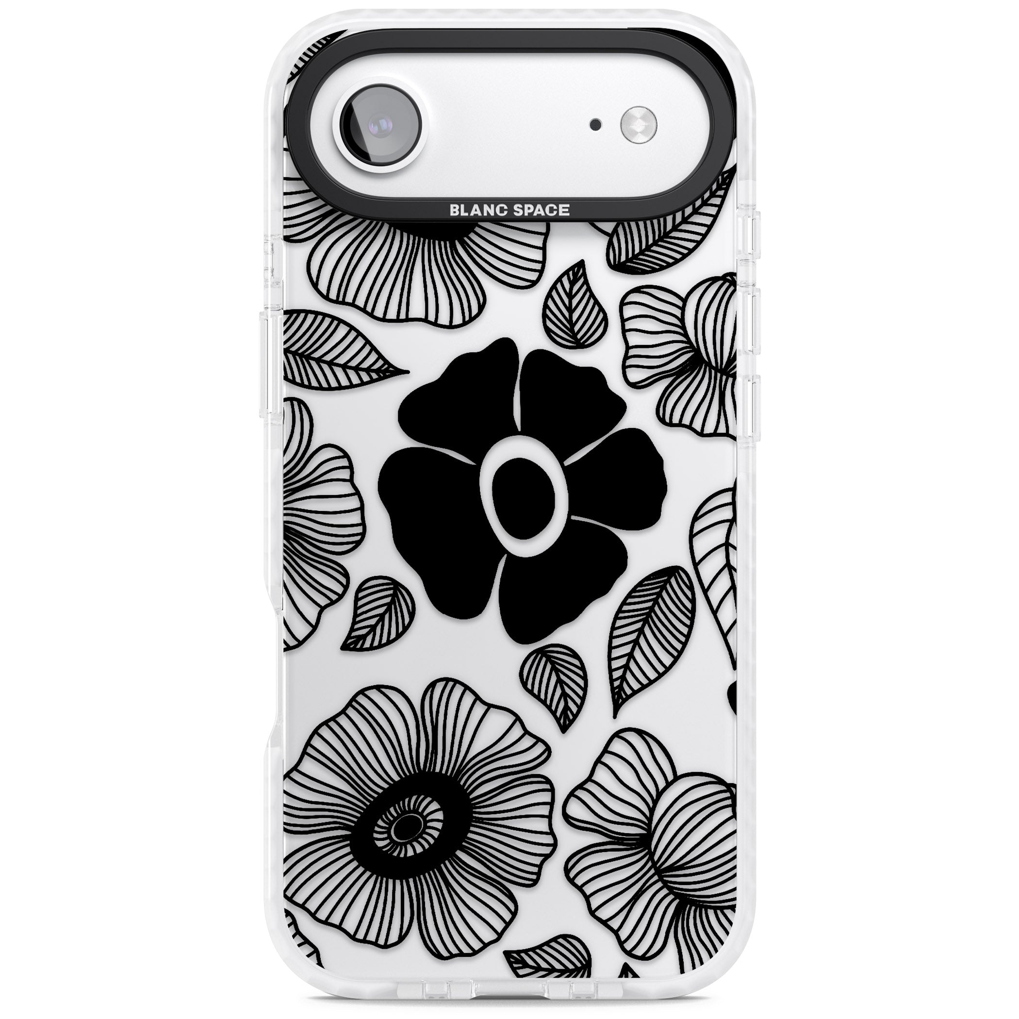 Black Flowers iPhone 17 Air Impact Clear Phone Case