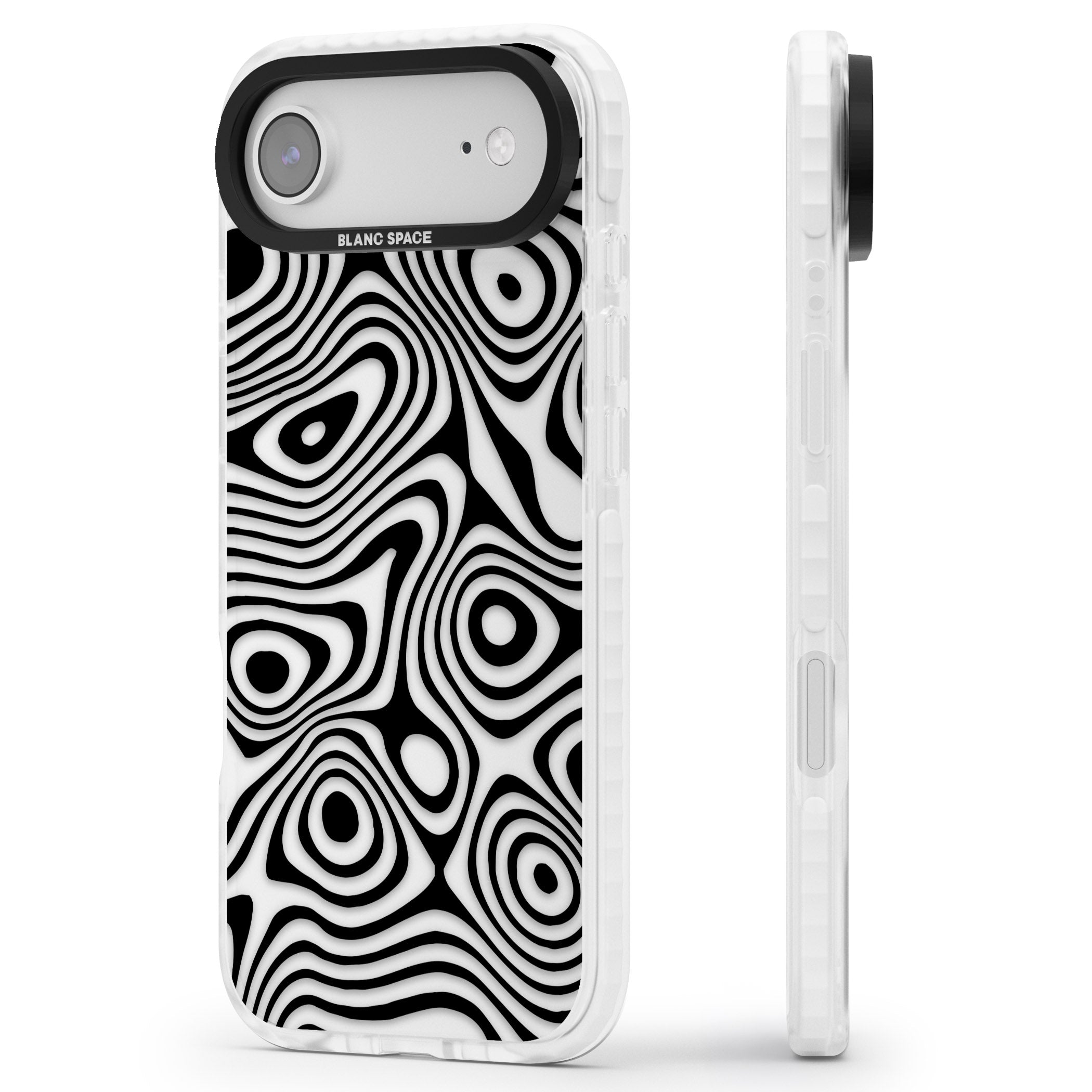 Dark Topographic Map iPhone 17 Air Impact Clear Phone Case Side Profile