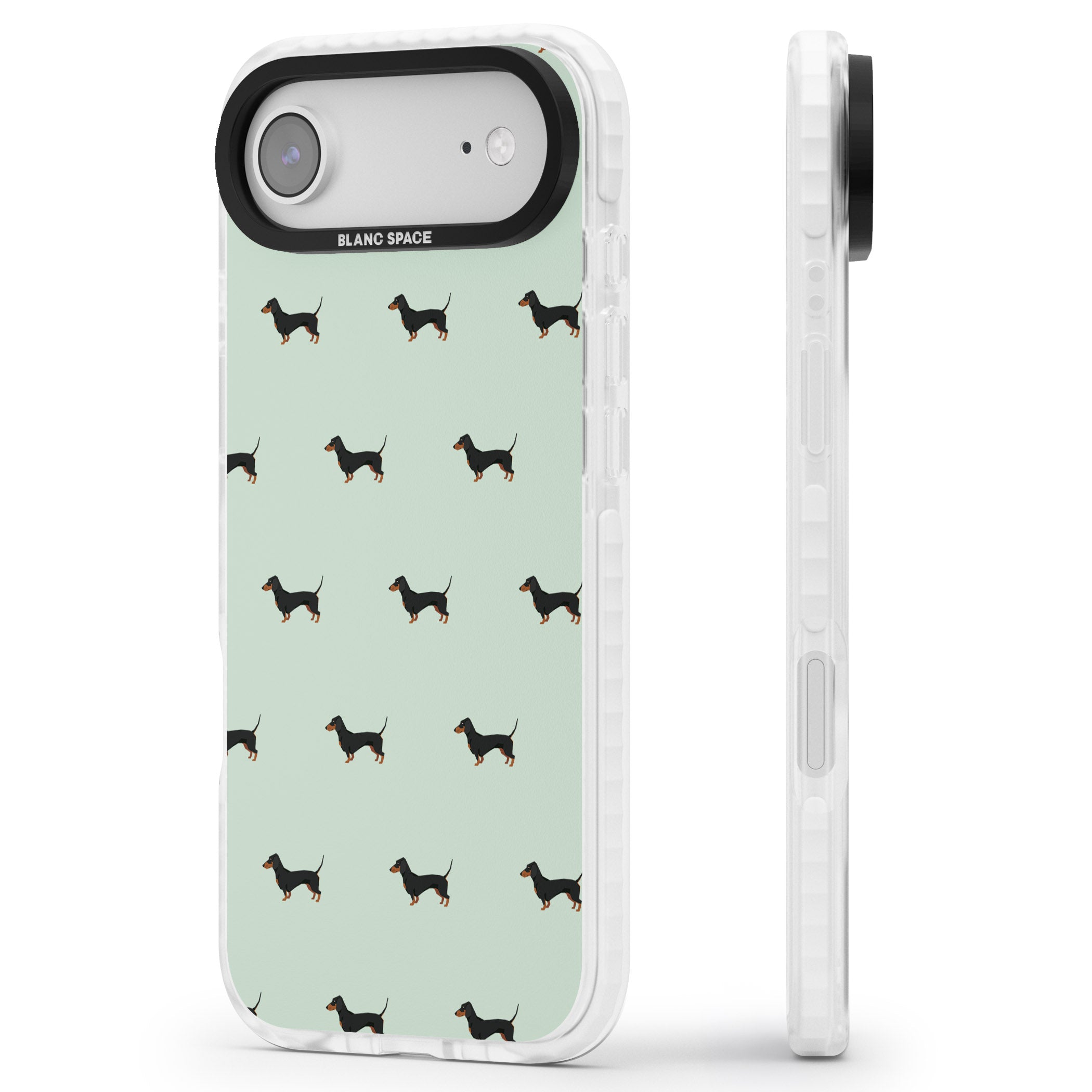 Dachshund Dog Pattern iPhone 17 Air Impact Clear Phone Case Side Profile