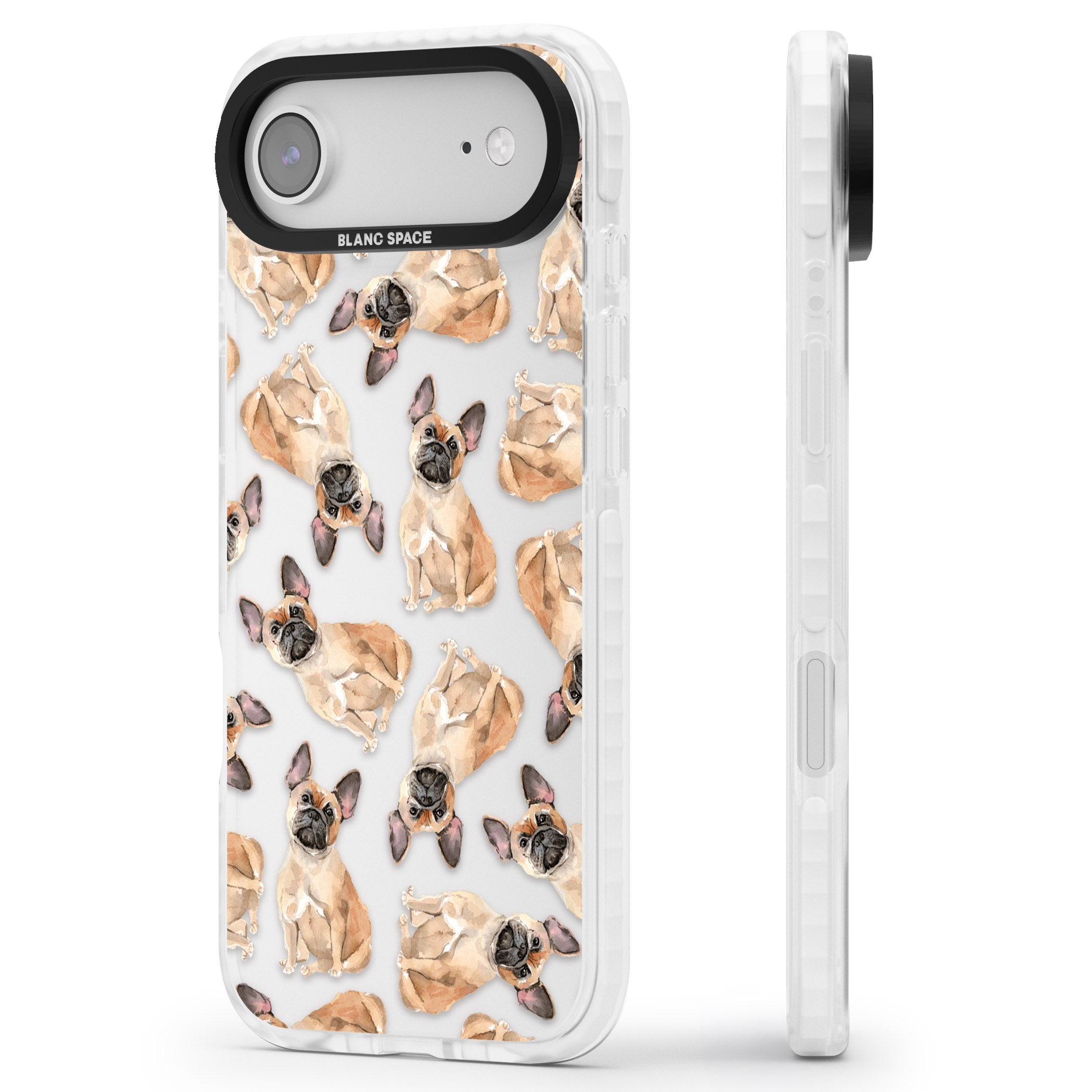 French Bulldog Watercolour Pattern iPhone 17 Air Impact Clear Phone Case Side Profile