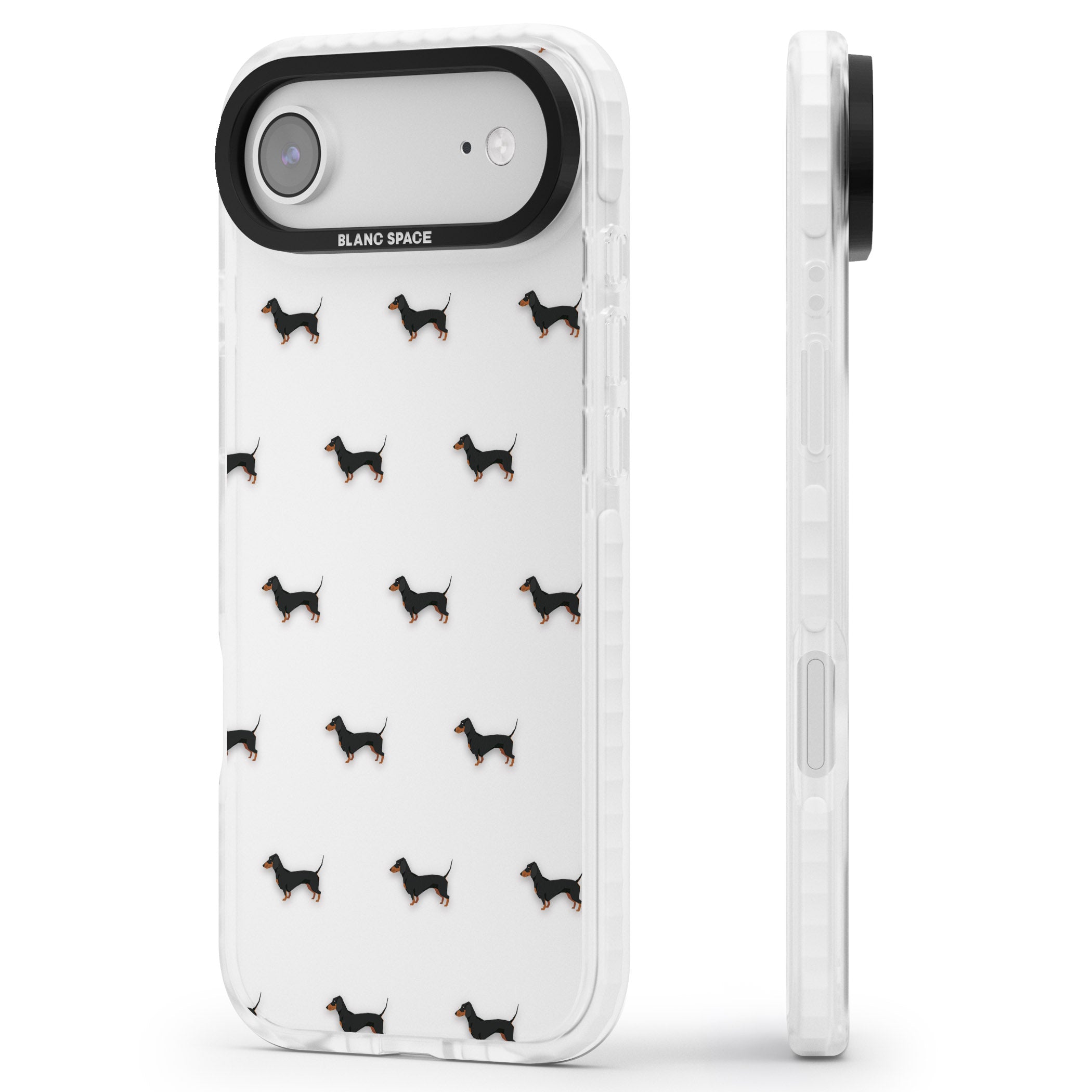 Dachshund Pattern Clear iPhone 17 Air Impact Clear Phone Case Side Profile