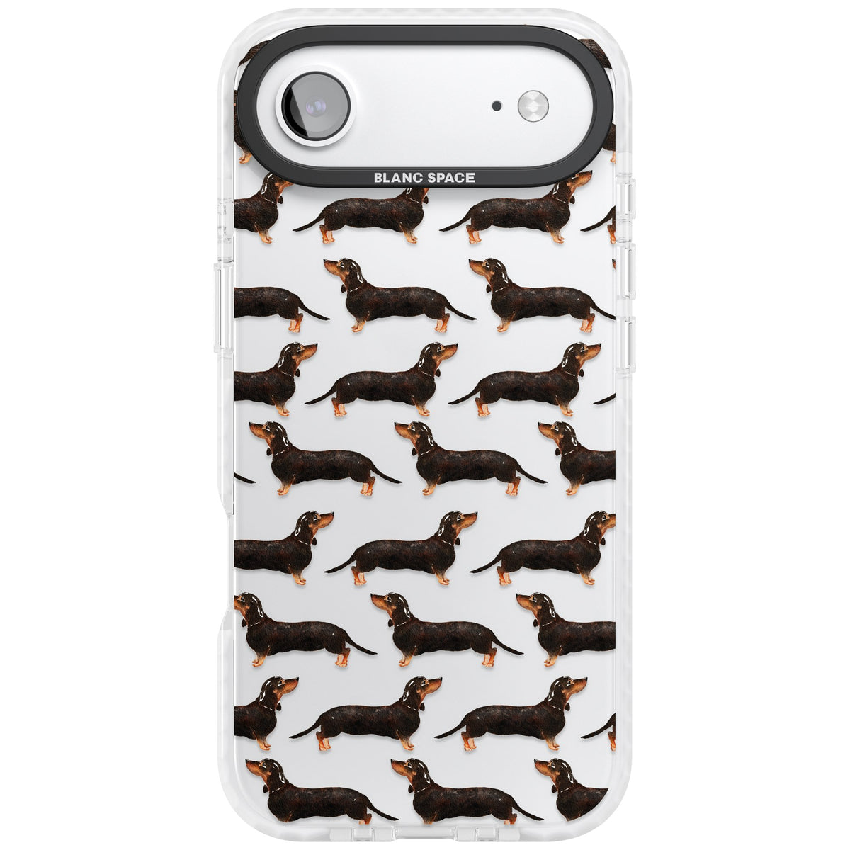 Dachshund Pattern Black Tan iPhone Air Impact Clear Phone Case front