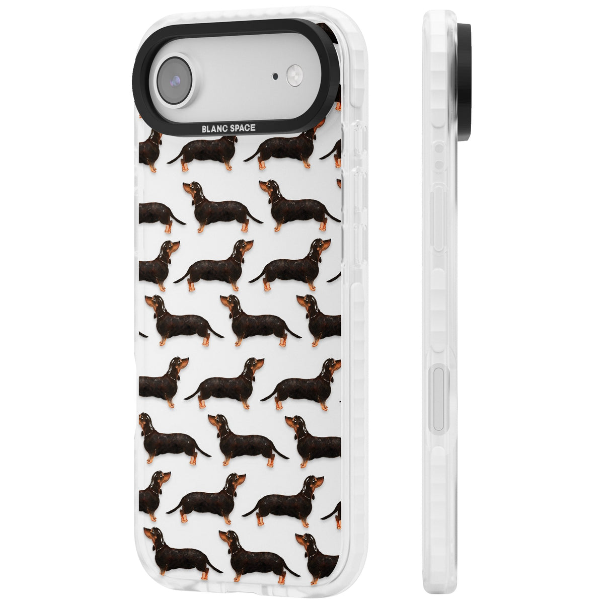 Dachshund Pattern Black Tan iPhone Air Impact Clear Phone Case side