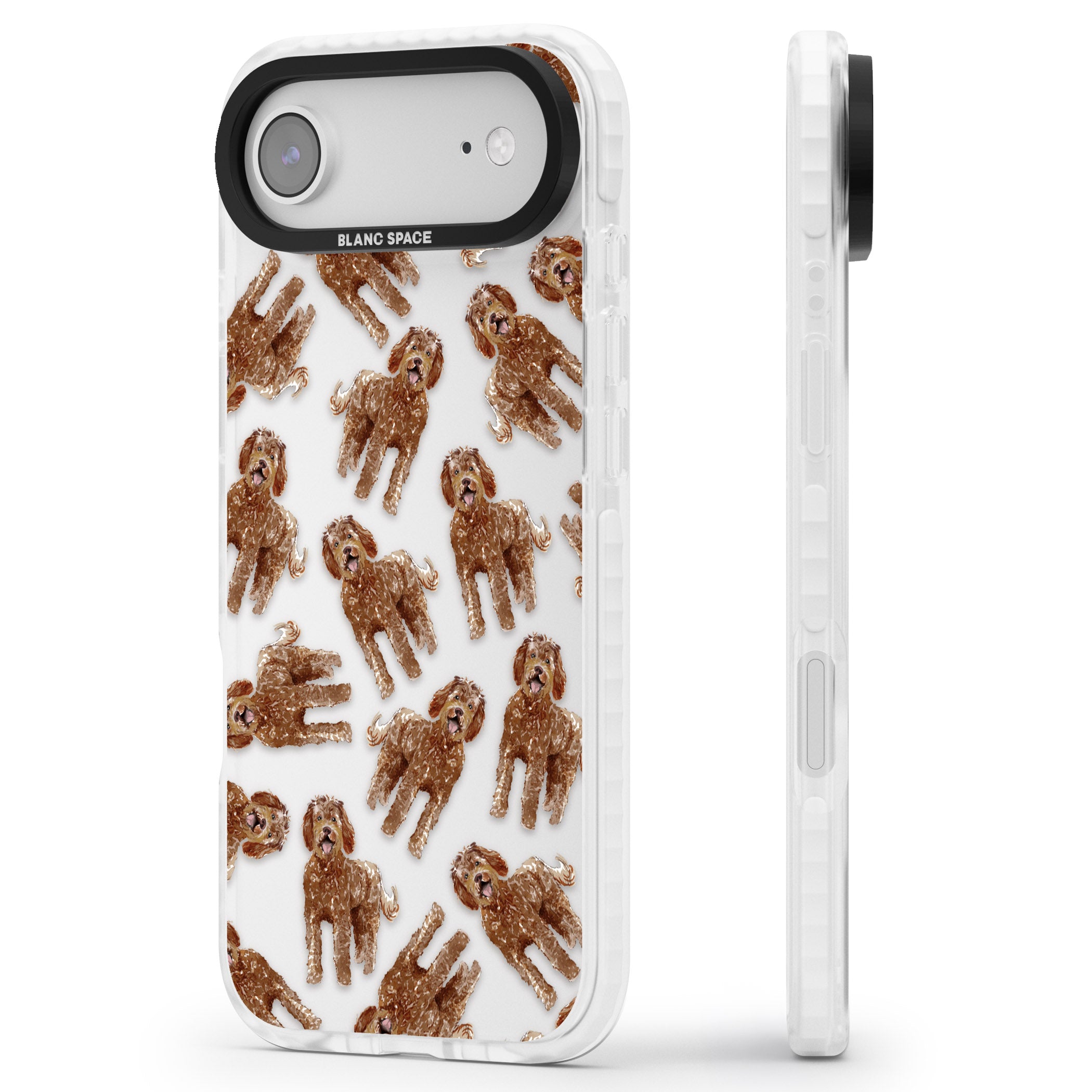 Labradoodle Brown Pattern iPhone 17 Air Impact Clear Phone Case Side Profile