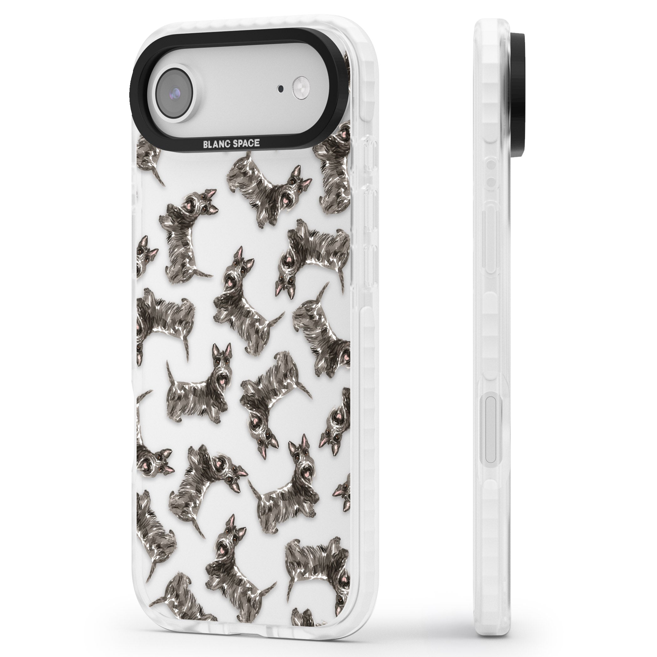 Scottish Terrier Pattern iPhone 17 Air Impact Clear Phone Case Side Profile
