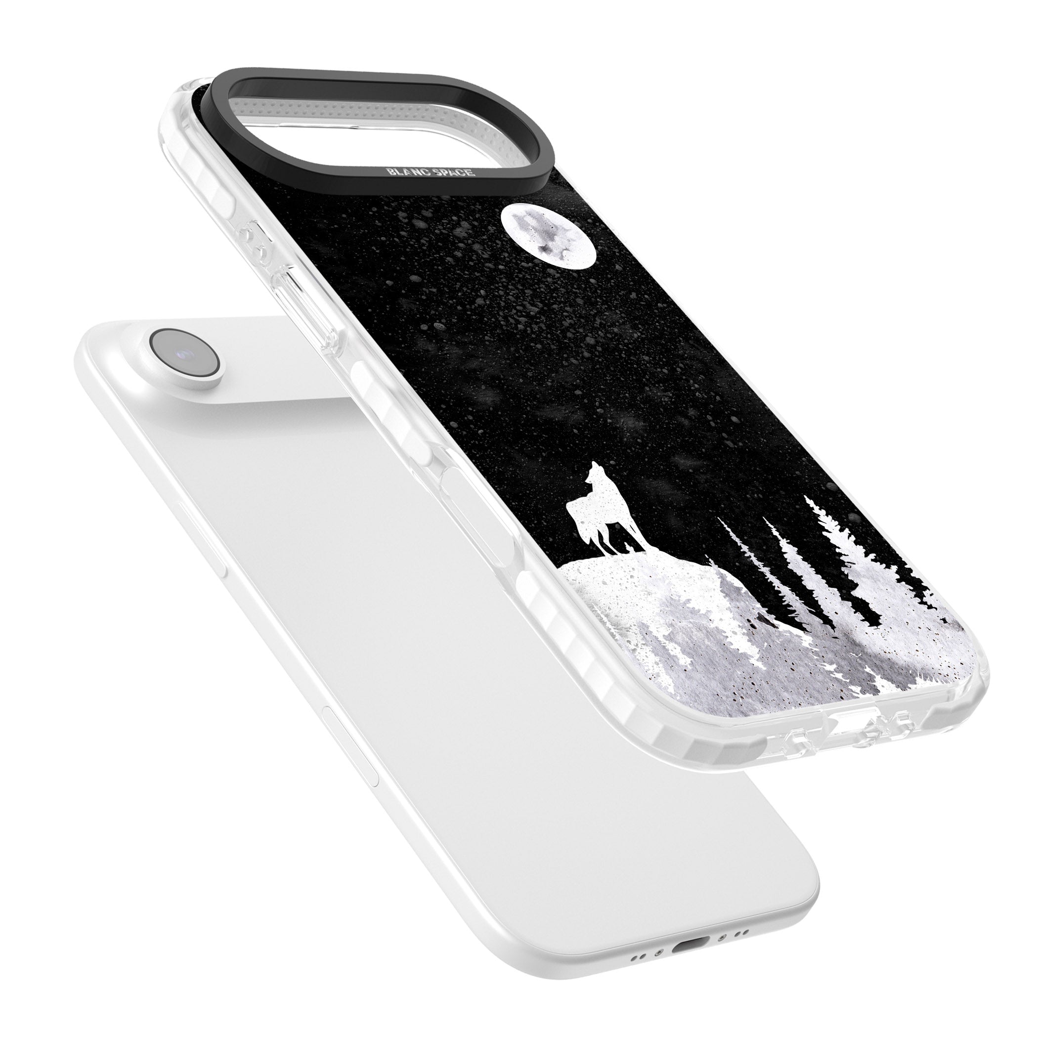 Moon Phases: Wolf & Full Moon iPhone 17 Air Impact Clear Phone Case Colours