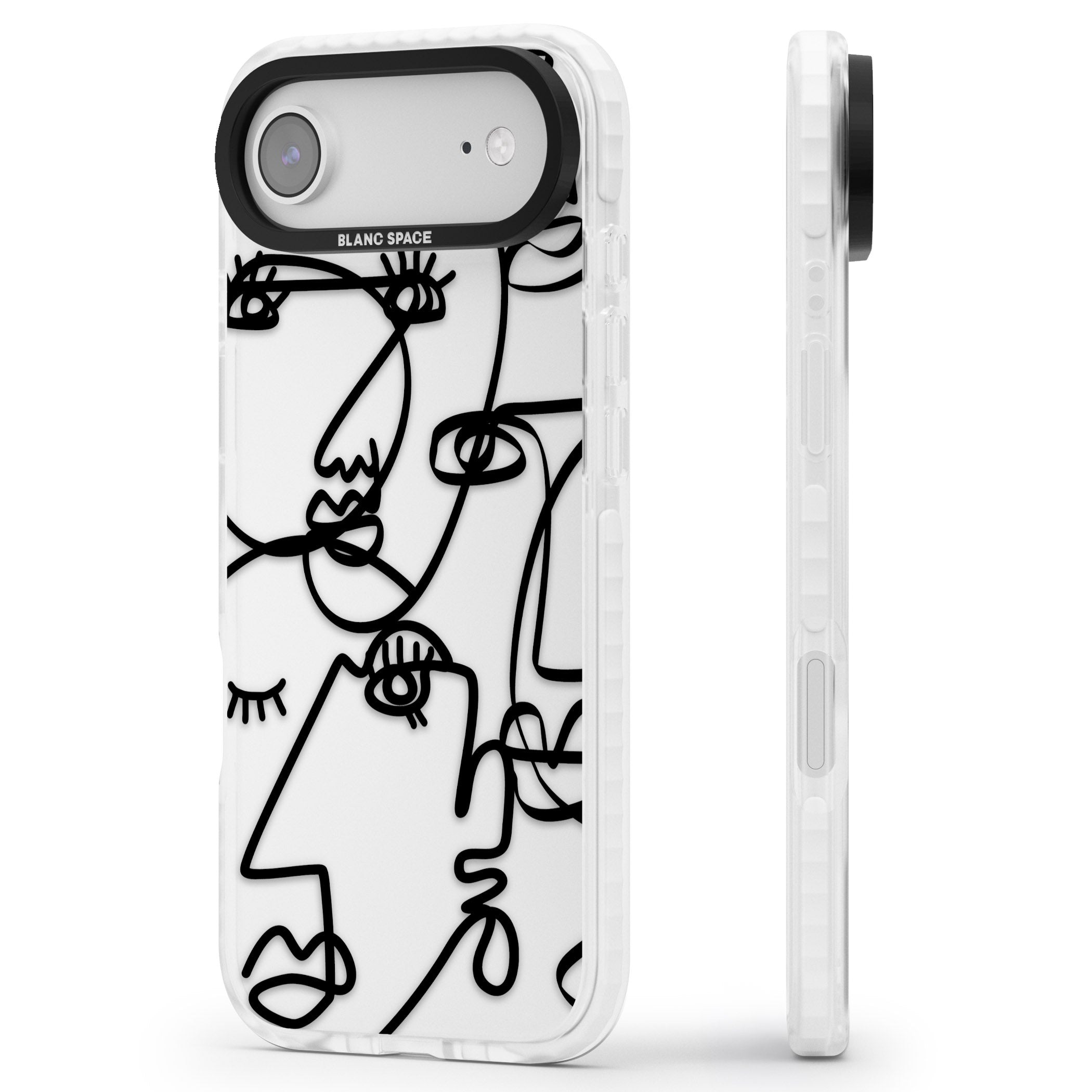 Abstract Line Art Black Clear iPhone 17 Air Impact Clear Phone Case Side Profile