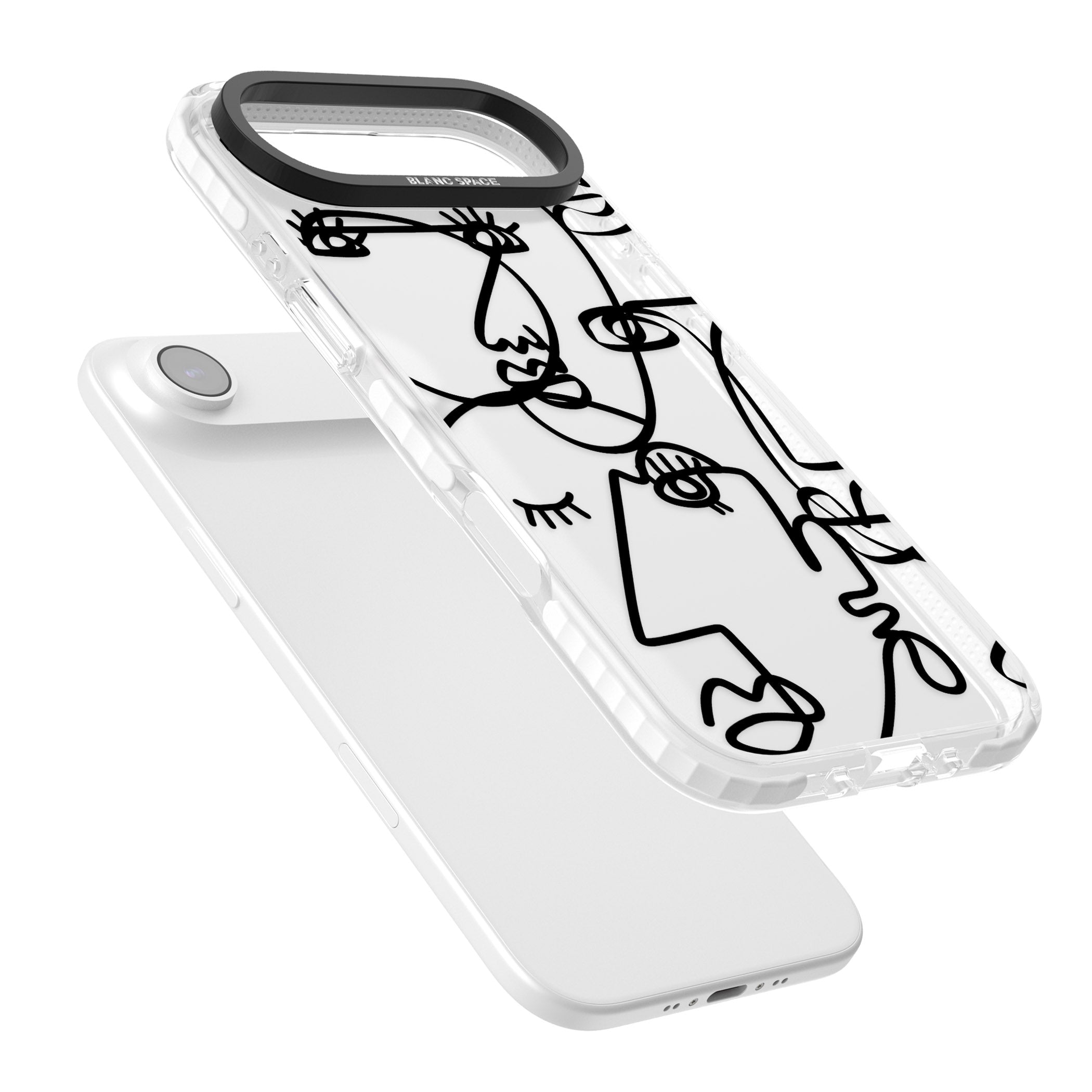 Abstract Line Art Black Clear iPhone 17 Air Impact Clear Phone Case Colours