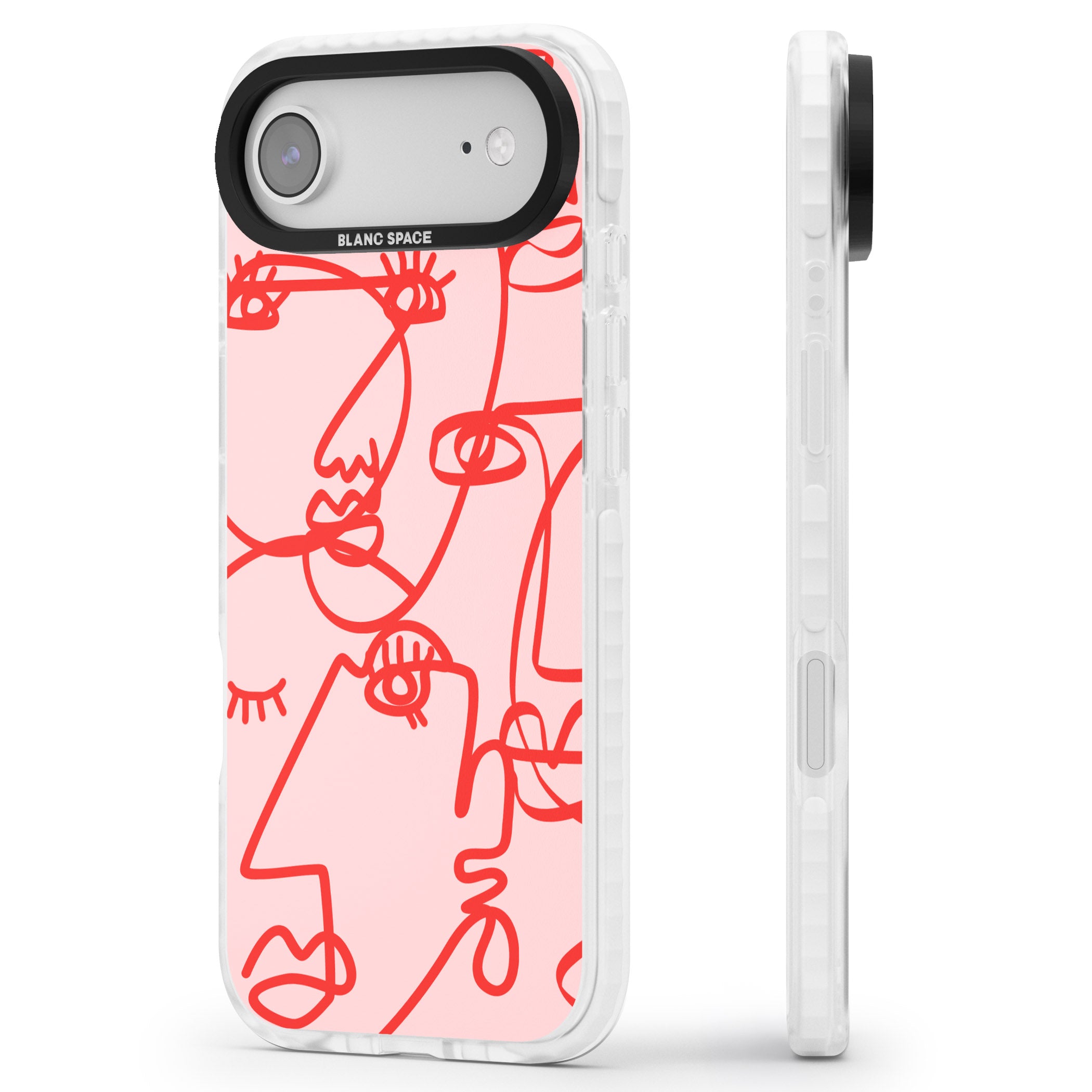 Red Line Art iPhone 17 Air Impact Clear Phone Case Side Profile