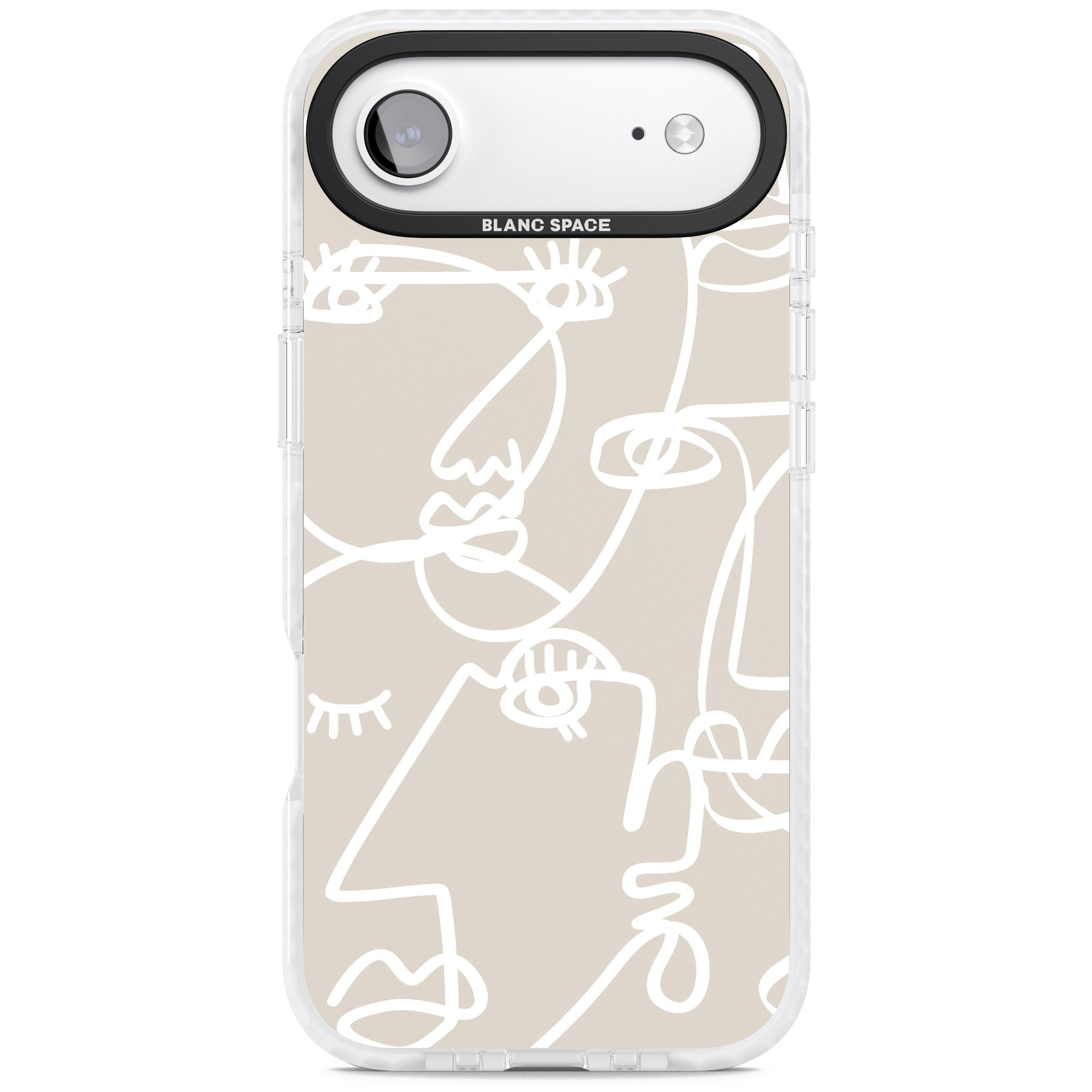 Abstract Line Art White Beige iPhone 17 Air Impact Clear Phone Case