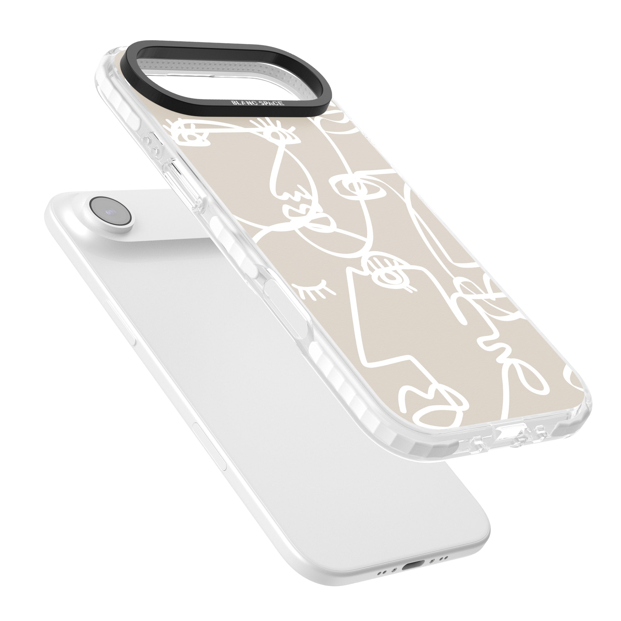 Abstract Line Art White Beige iPhone 17 Air Impact Clear Phone Case Colours