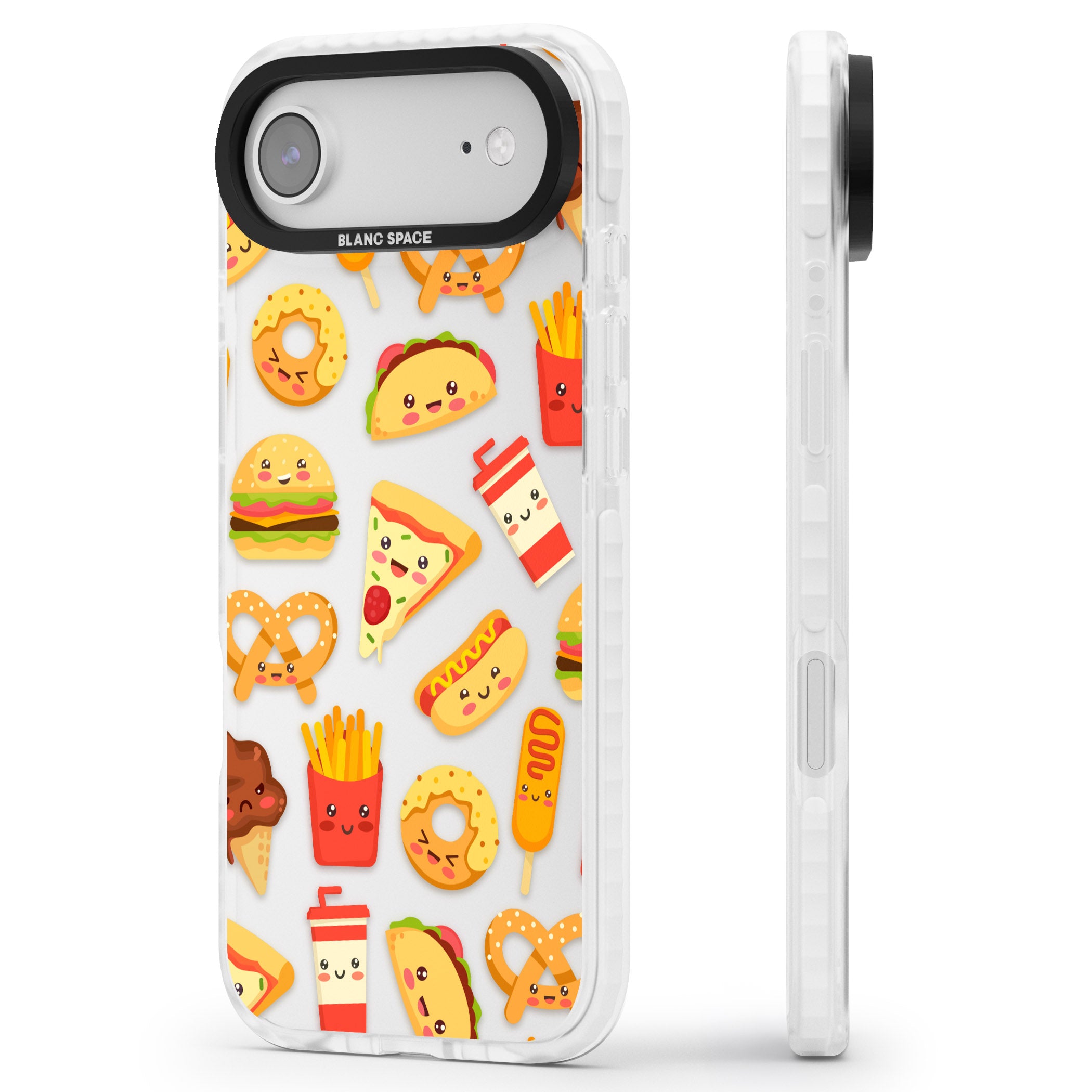 Fast Food Patterns Kawaii Fast Food Mix iPhone 17 Air Impact Clear Phone Case Side Profile