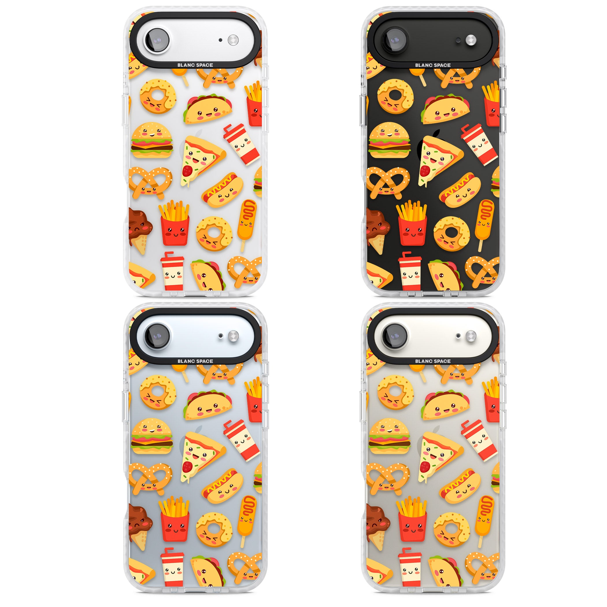 Fast Food Patterns Kawaii Fast Food Mix iPhone 17 Air Impact Clear Phone Case APT Impact Protection