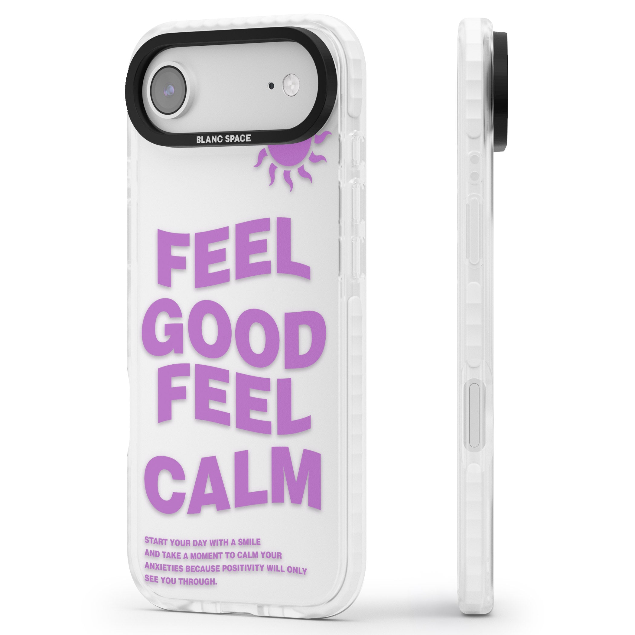 Feel Good Feel Calm (Purple) iPhone 17 Air Impact Clear Phone Case Side Profile