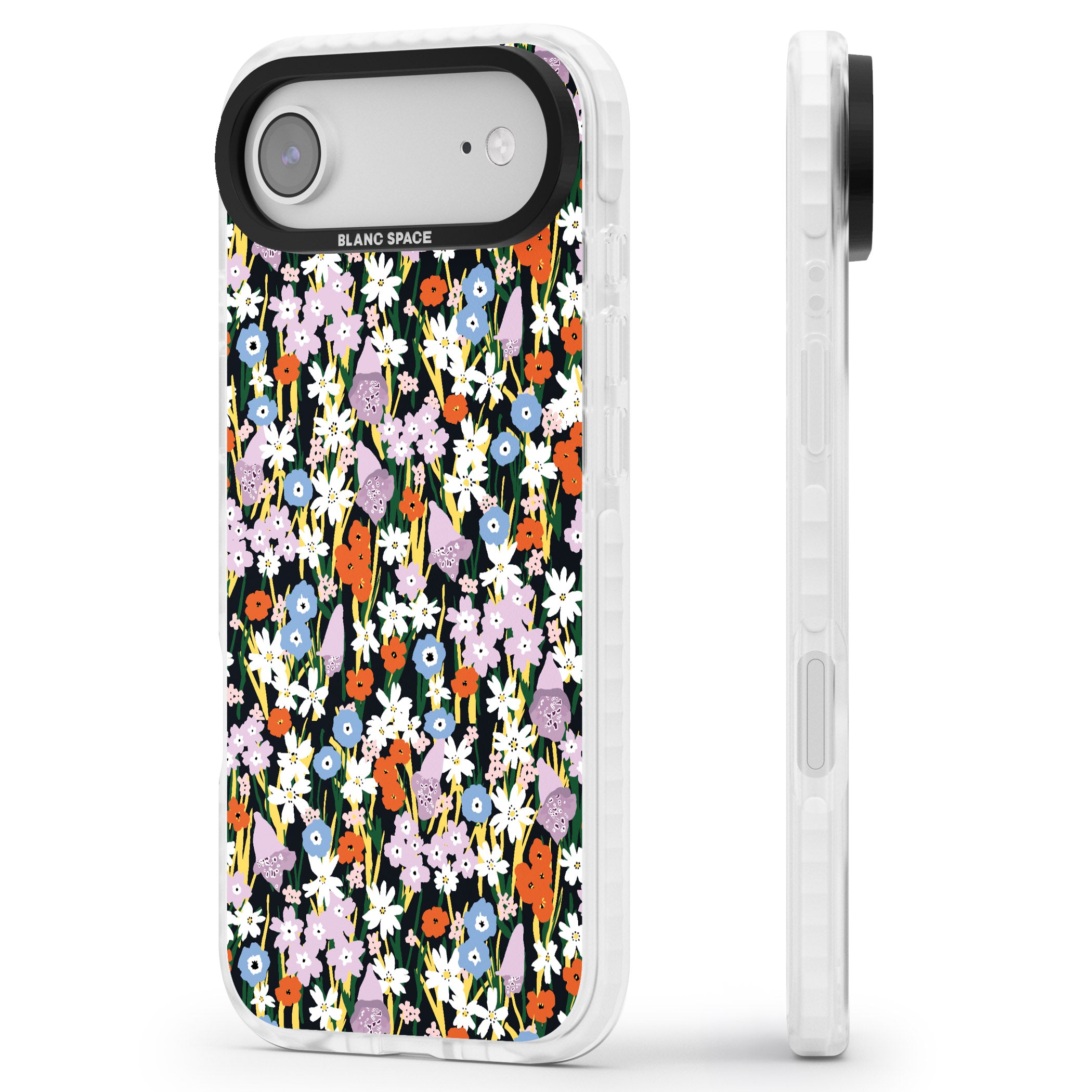 Energetic Floral Mix iPhone 17 Air Impact Clear Phone Case Side Profile