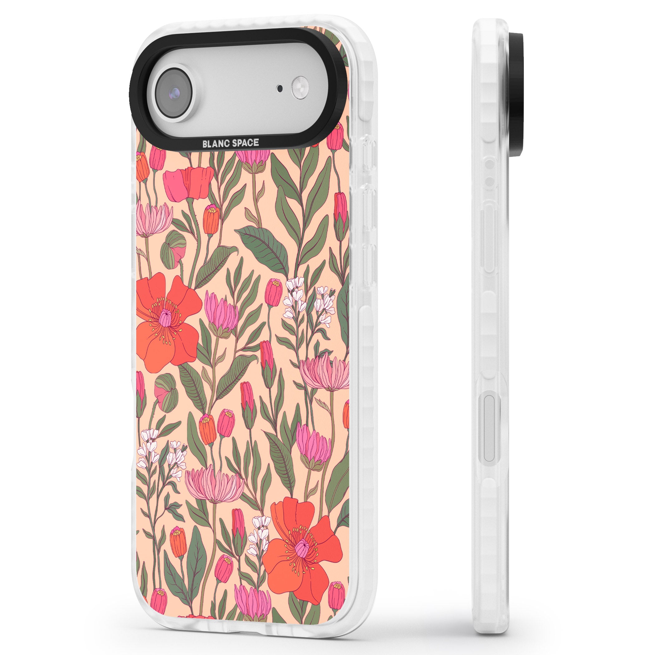 Peachy Floral Background iPhone 17 Air Impact Clear Phone Case Side Profile
